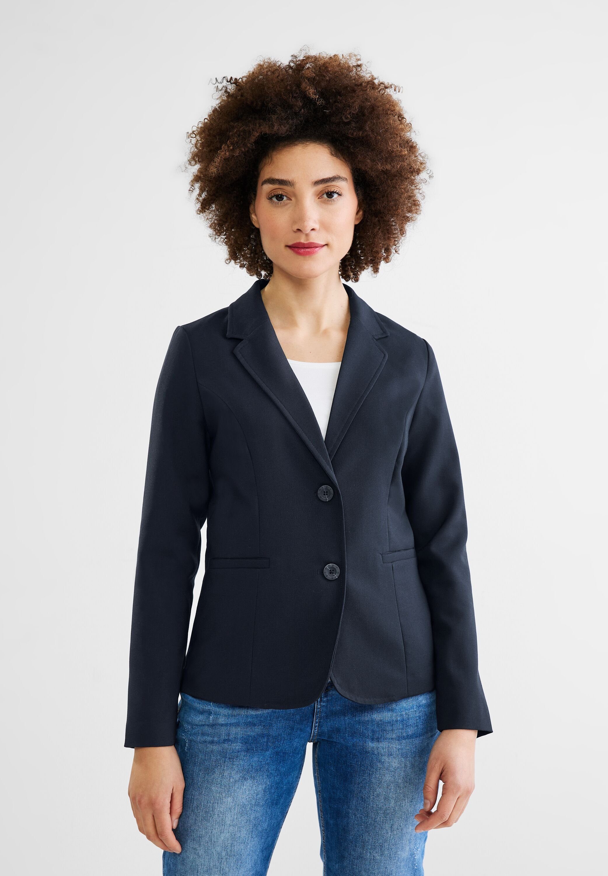 STREET ONE Jackenblazer Street One Twill Blazer einfarbig in Deep Blue (1-tlg) Einschubtaschen 11238 deep blue