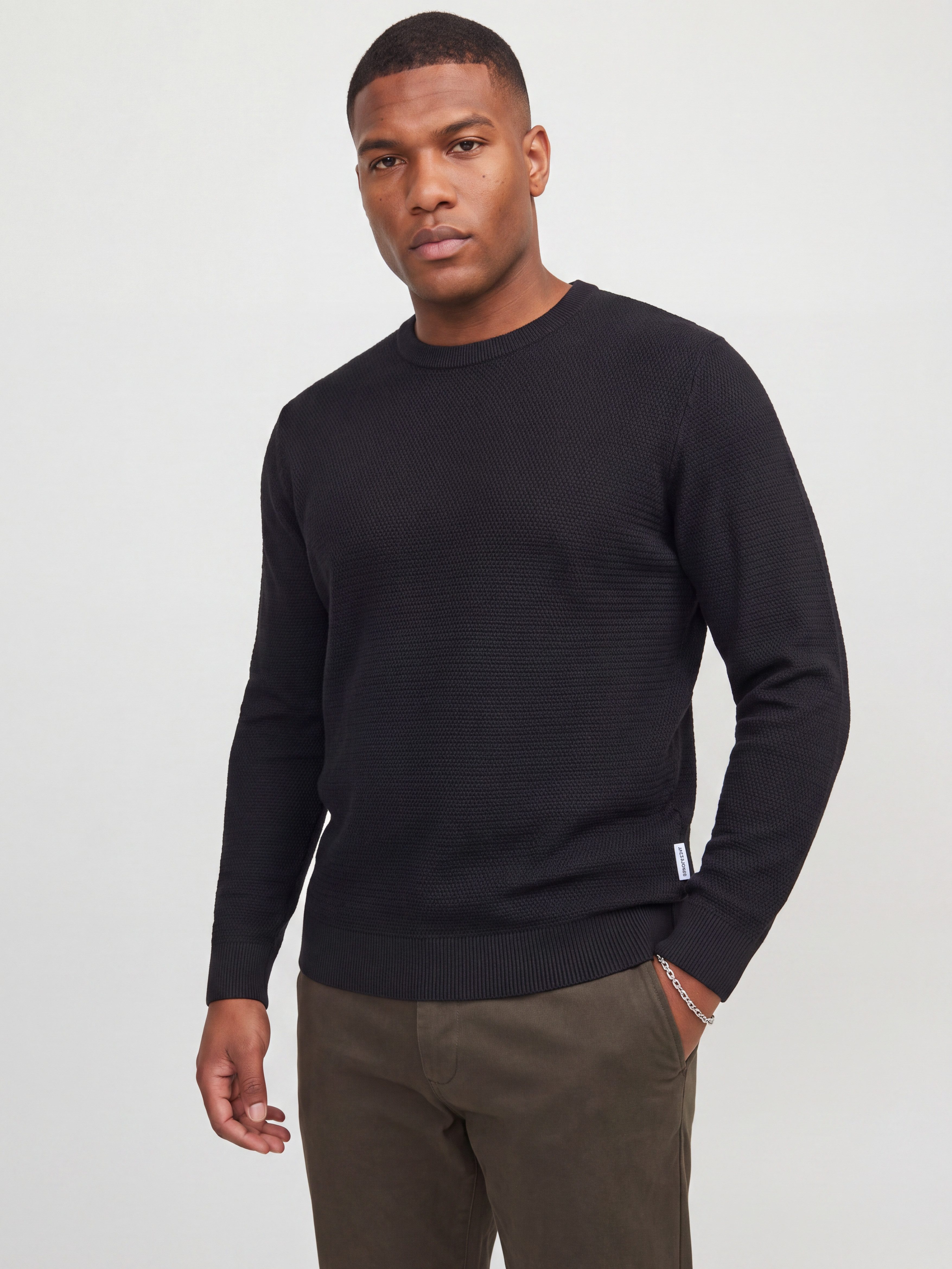 Jack & Jones PlusSize Rundhalspullover JJERYDER KNIT CREW NECK SN PLS Baumwolle, normal geschnitten