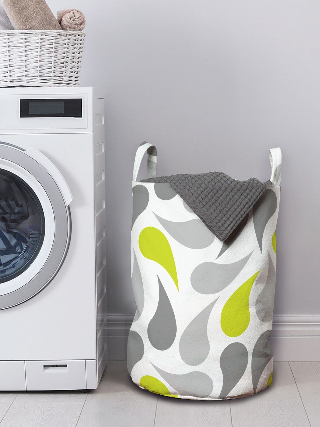 Griffen Waschsalons, Abakuhaus Wäschesäckchen abstrakte Paisley Geometrisch Kordelzugverschluss mit Wäschekorb für