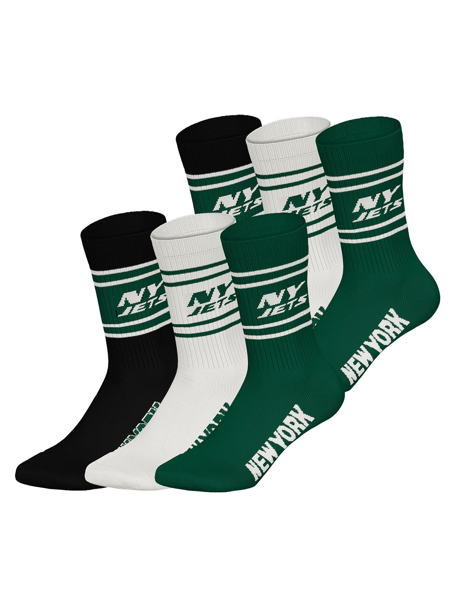 HUDDLE Freizeitsocken NY Jets Crew (6-Paar) Casual Socken, Alltagssocken, Bequeme Socken