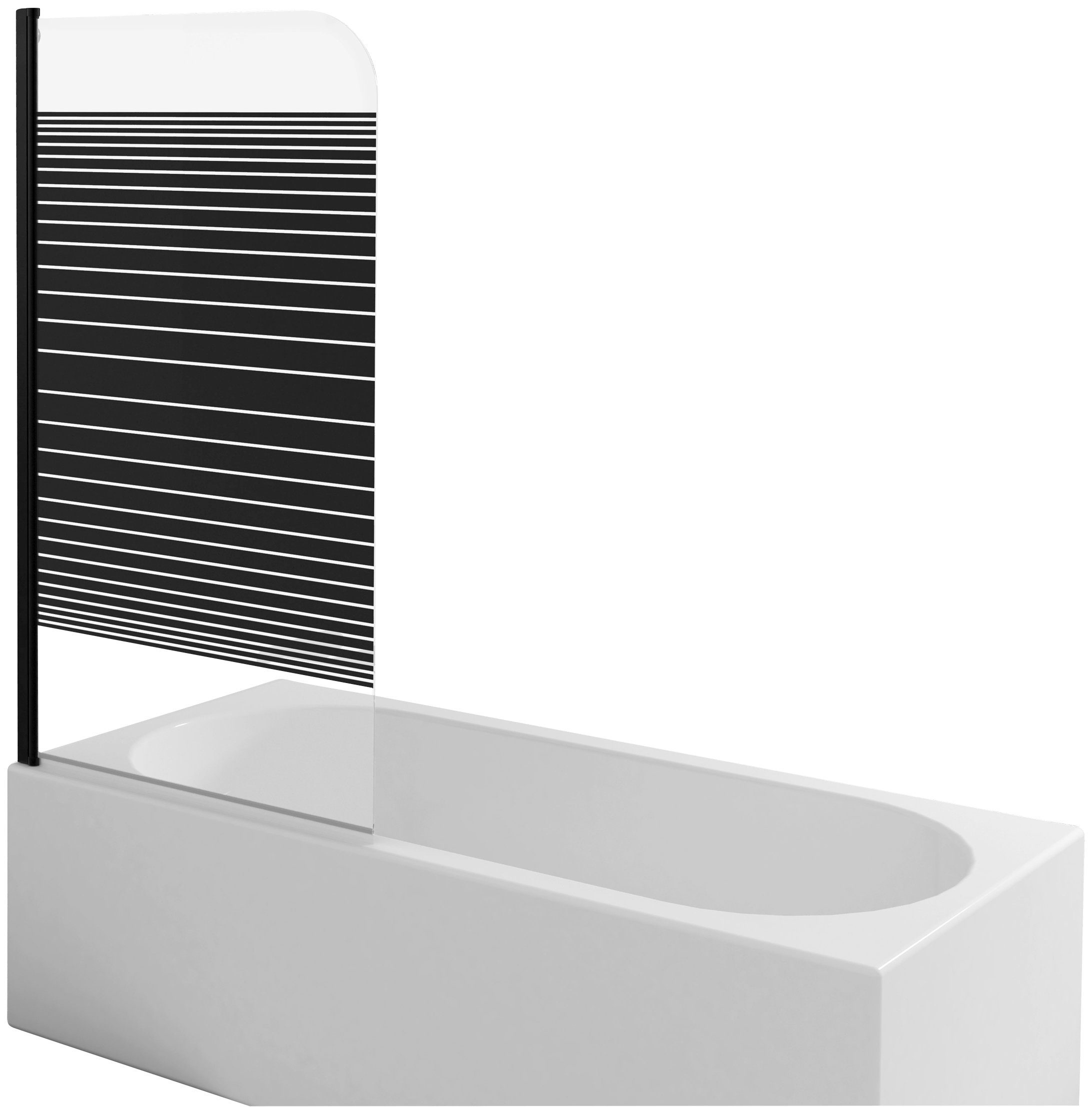 Marwell Badewannenfaltwand White Stripes, Einscheibensicherheitsglas, (1 tlg), mit Sichtschutz
