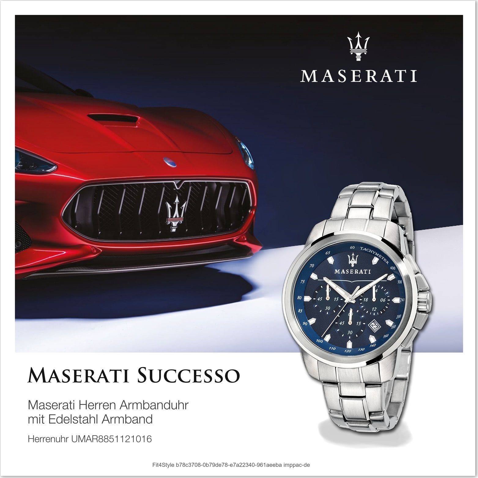 Edelstahl Herrenuhr blau Maserati Edelstahlarmband, MASERATI Chronograph groß Armband-Uhr, (ca. rundes 52x44mm) Gehäuse,
