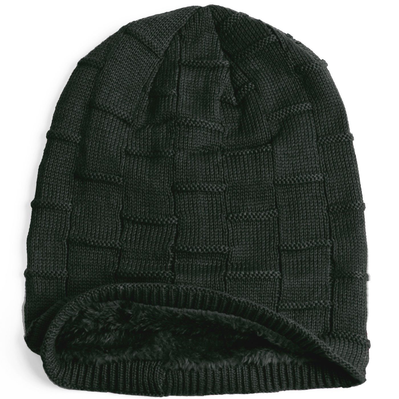compagno Strickmütze (1-St) Warm gefüttert Beanie Wintermütze Flechtmuster uni oder meliert Mütze