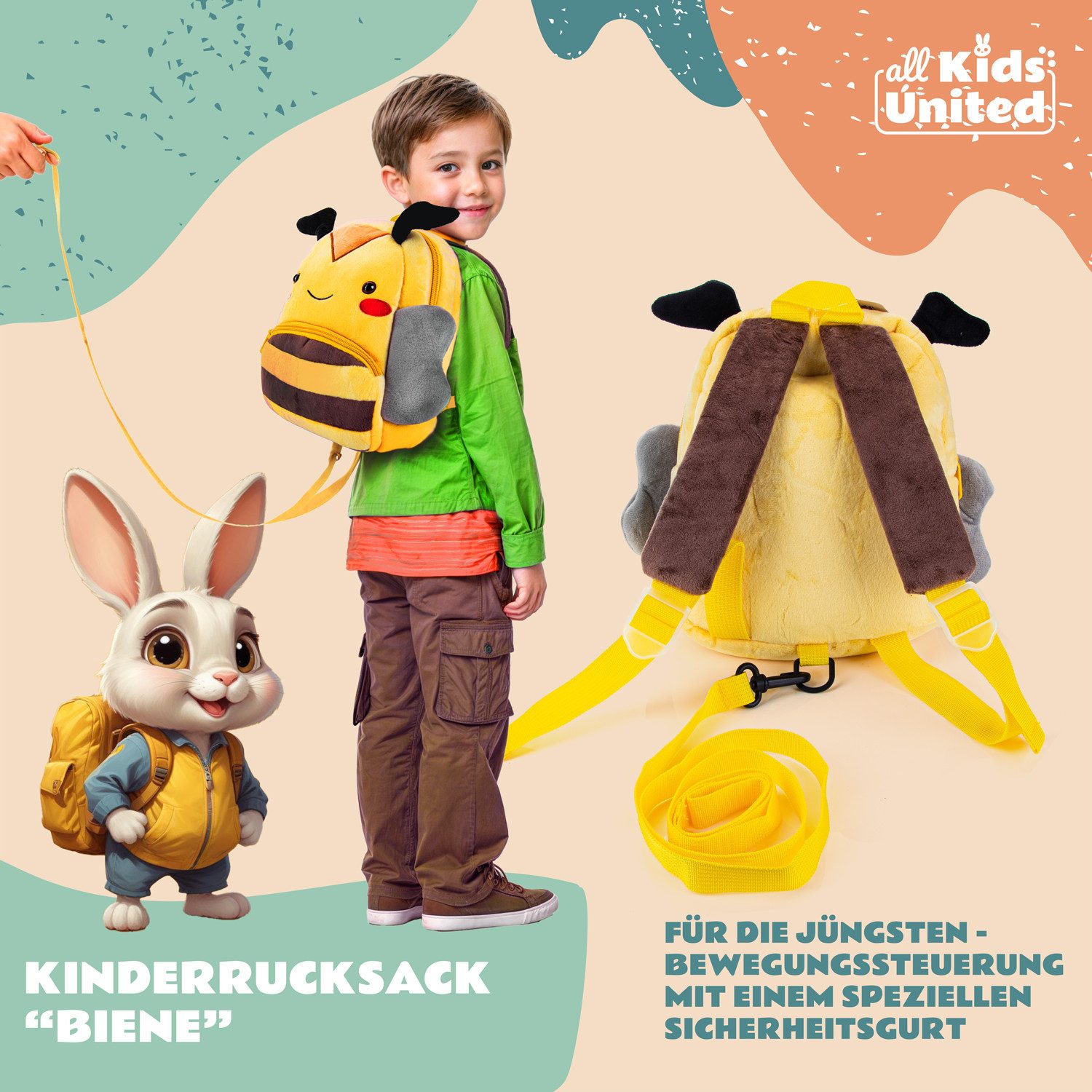 all Kids United Kinderrucksack ALL KIDS UNITED Kinder Rucksack Tiermotiv – Wasserdichter Rucksack (Tier-Rucksack, 2 - 6 Jahre), Wasserfest, Ergonomisch, Leichtgewichtig