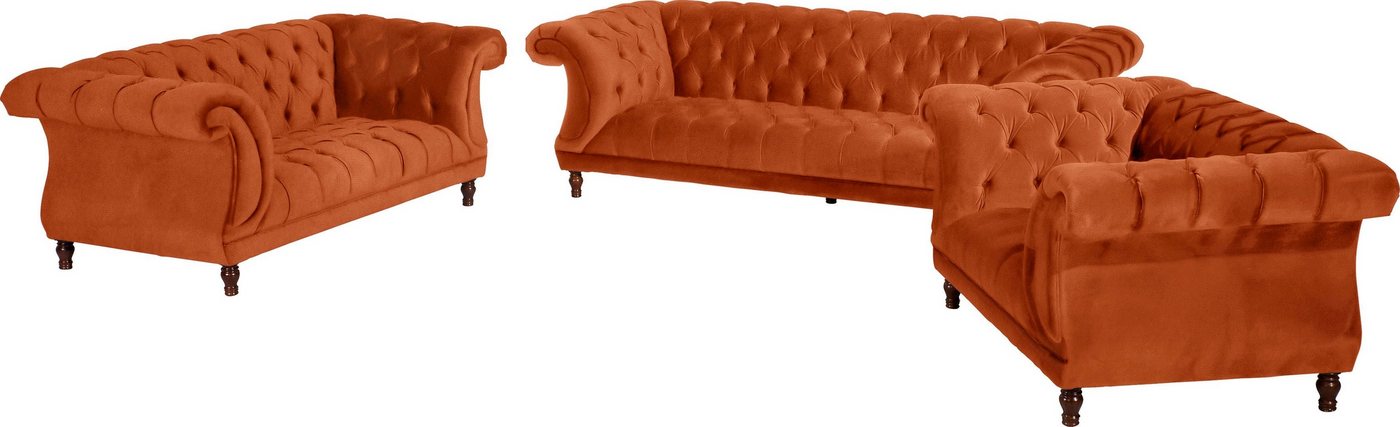 Max Winzer® Chesterfield-Sofa »Isabelle«, mit edler Knopfheftung & gedrechselten Füßen in Buche Nussbaum, Breite 260 cm-kaufen