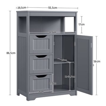 Yaheetech Badkommode Badezimmerschrank, aus Holz, mit 3 Schubladen