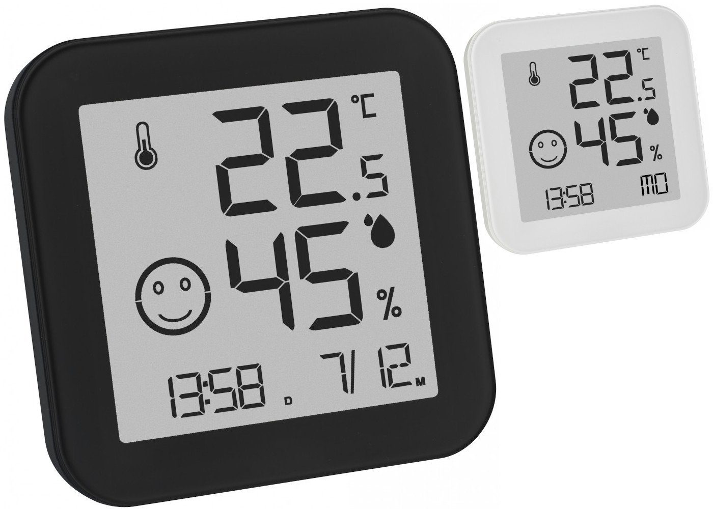 TFA 30.5054 Thermo-Hygrometer Dostmann schwarz & Black White Digitales TFA Raumthermometer Komfortzone