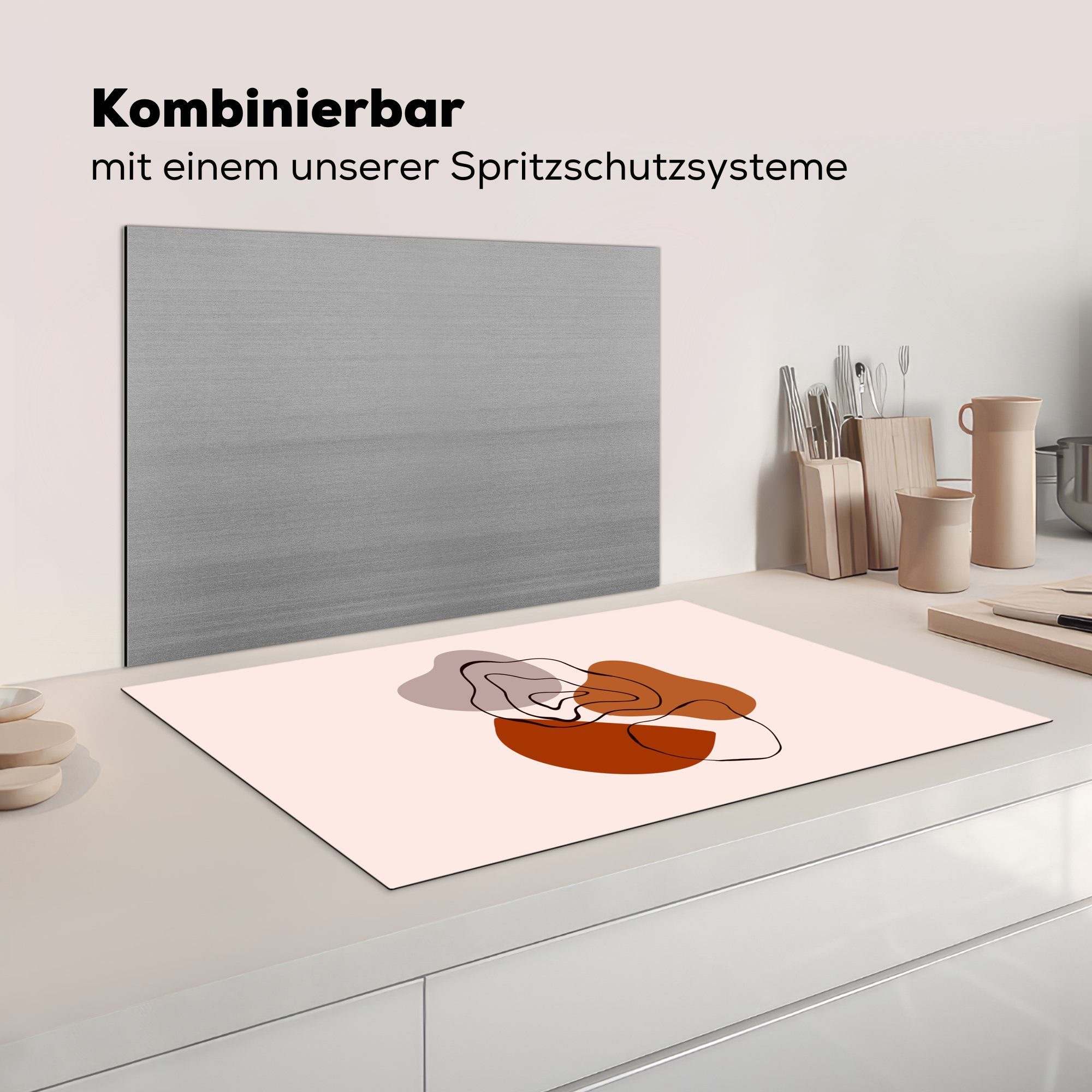 die Herdblende-/Abdeckplatte tlg), küche, 81x52 Design, (1 - Flecken Abstrakt MuchoWow Schutz Ceranfeldabdeckung Vinyl, für - cm, Induktionskochfeld