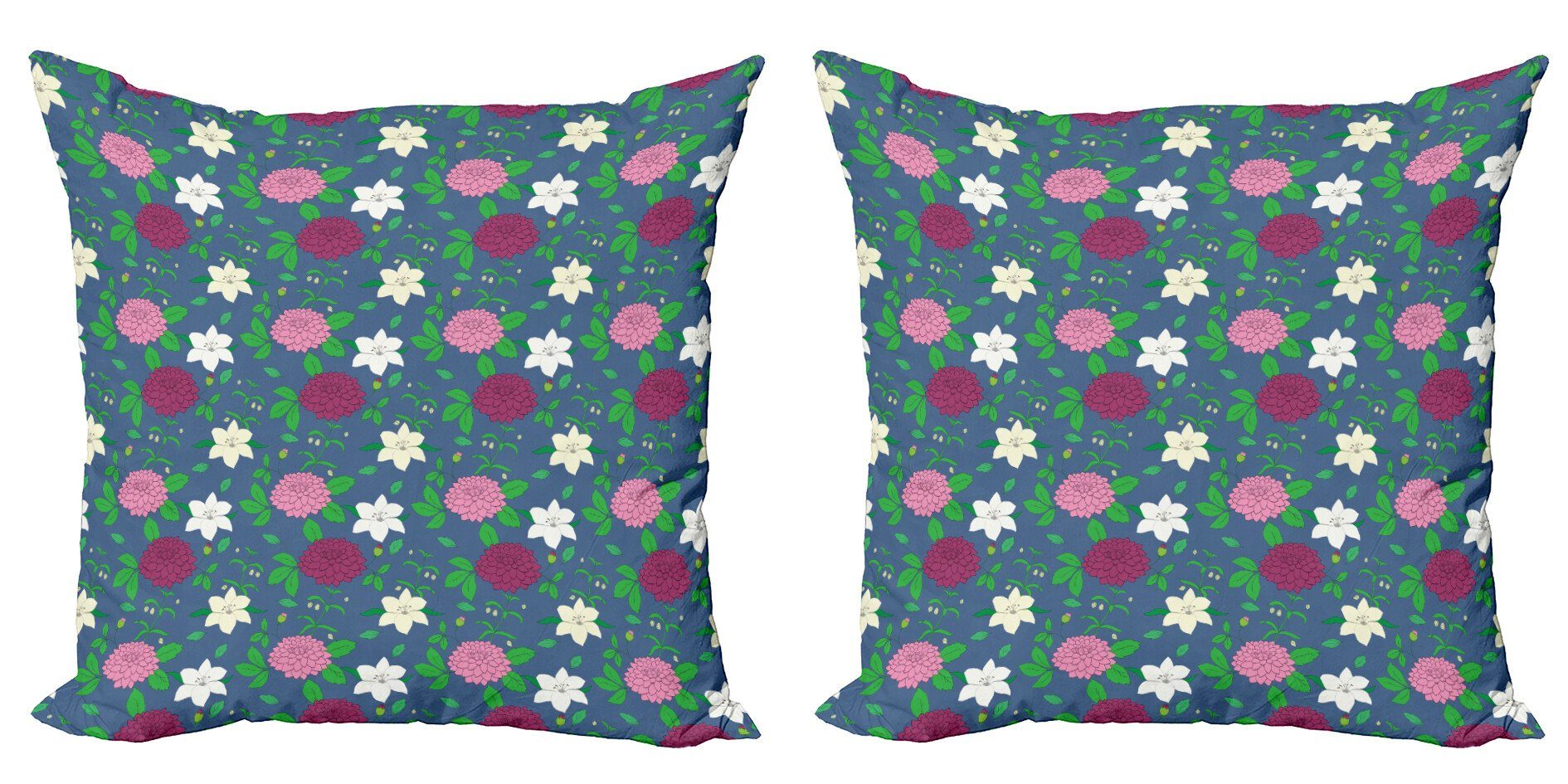 Kissenbezüge Modern Accent Doppelseitiger Digitaldruck, Abakuhaus (2 Stück), Blume Bloosming Blüten und Blätter