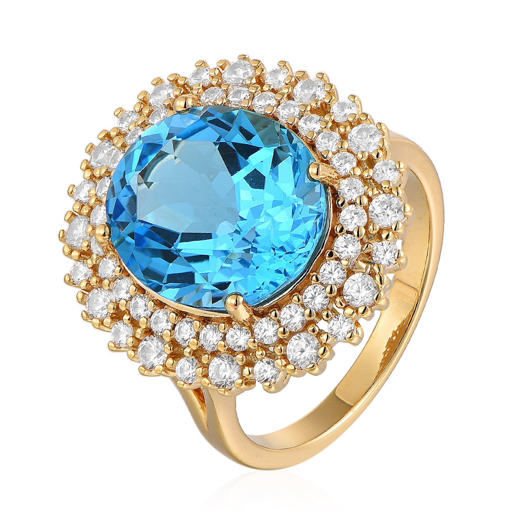 Cavill Silberring Cavill Ring 8,47 ct Topas Oval Zirkon Halo 925er Silber vergoldet (1-tlg)