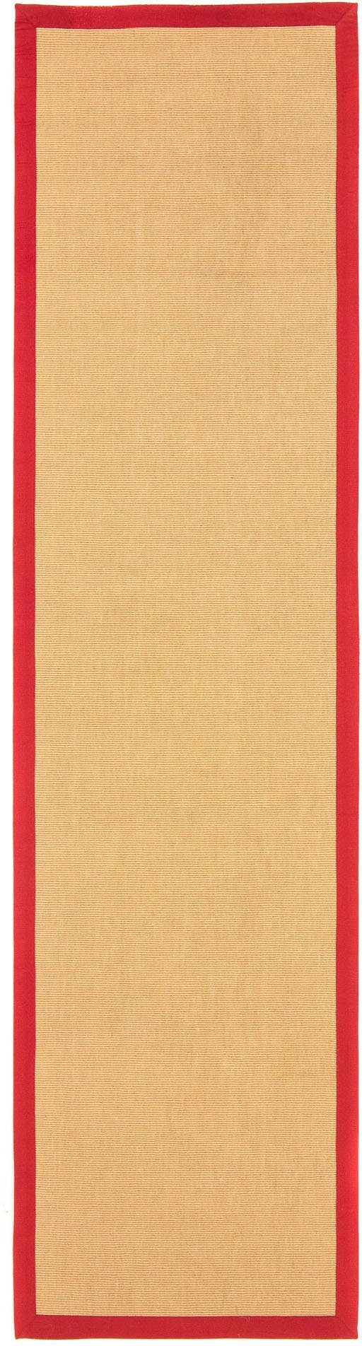 Läufer Sisal, carpetfine, rechteckig, 5 rot mm, farbiger Bordüre, Rückseite Anti Höhe: mit Rutsch
