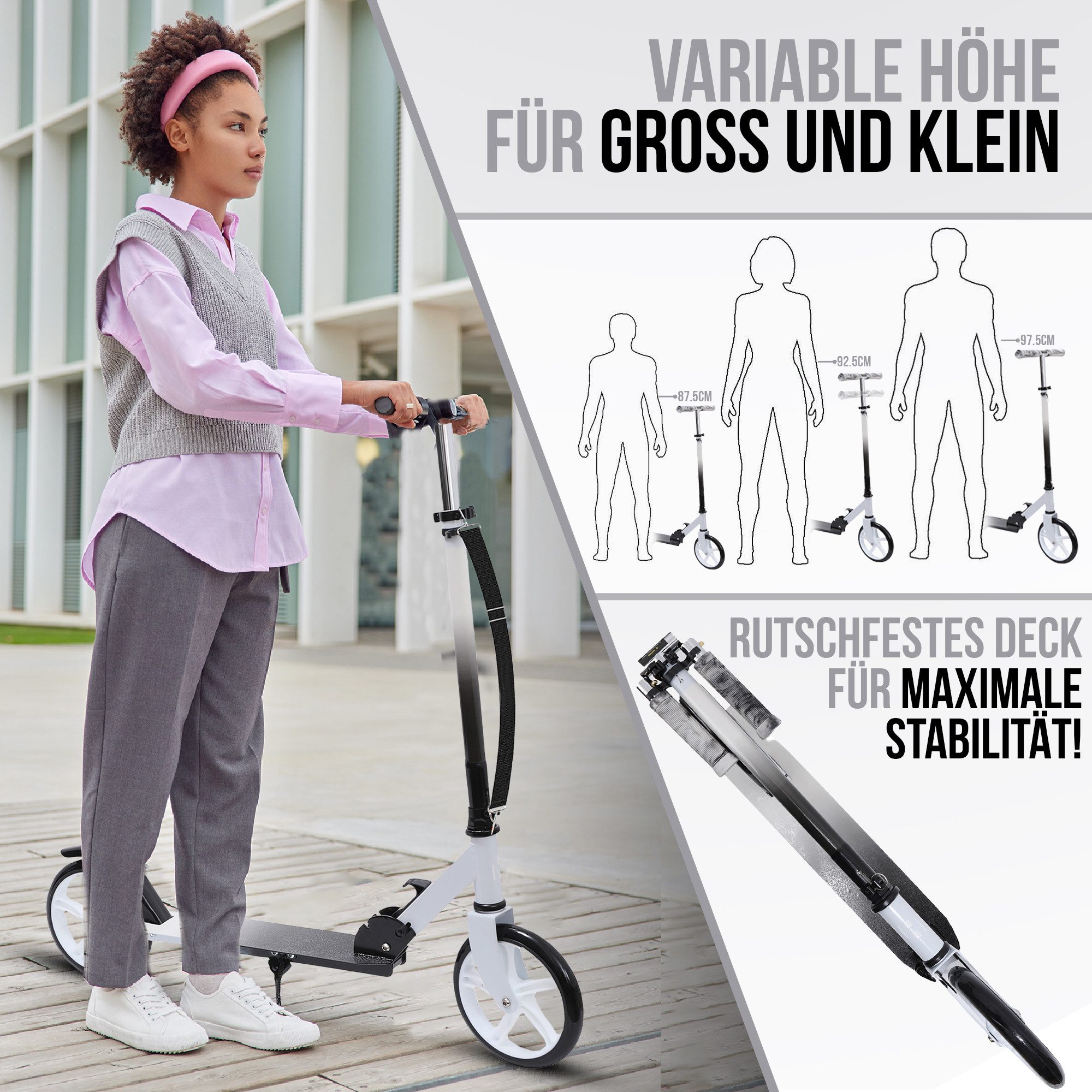 Habib Gruppe Scooter Kinderroller 200mm Cityroller, Klappbar & bis 100kg
