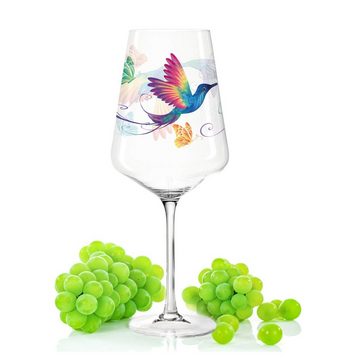 GRAVURZEILE Rotweinglas Leonardo Puccini Weingläser mit UV-Druck - Kolibri Design, Glas, Sommerliche Weingläser für Aperol, Weißwein und Rotwein