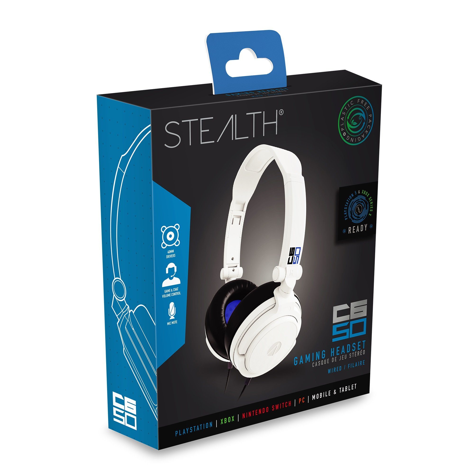 C6-50 Stereo-Headset Gaming (Plastikfreie Stealth weiß Verpackung) Multiformat Stereo Headset