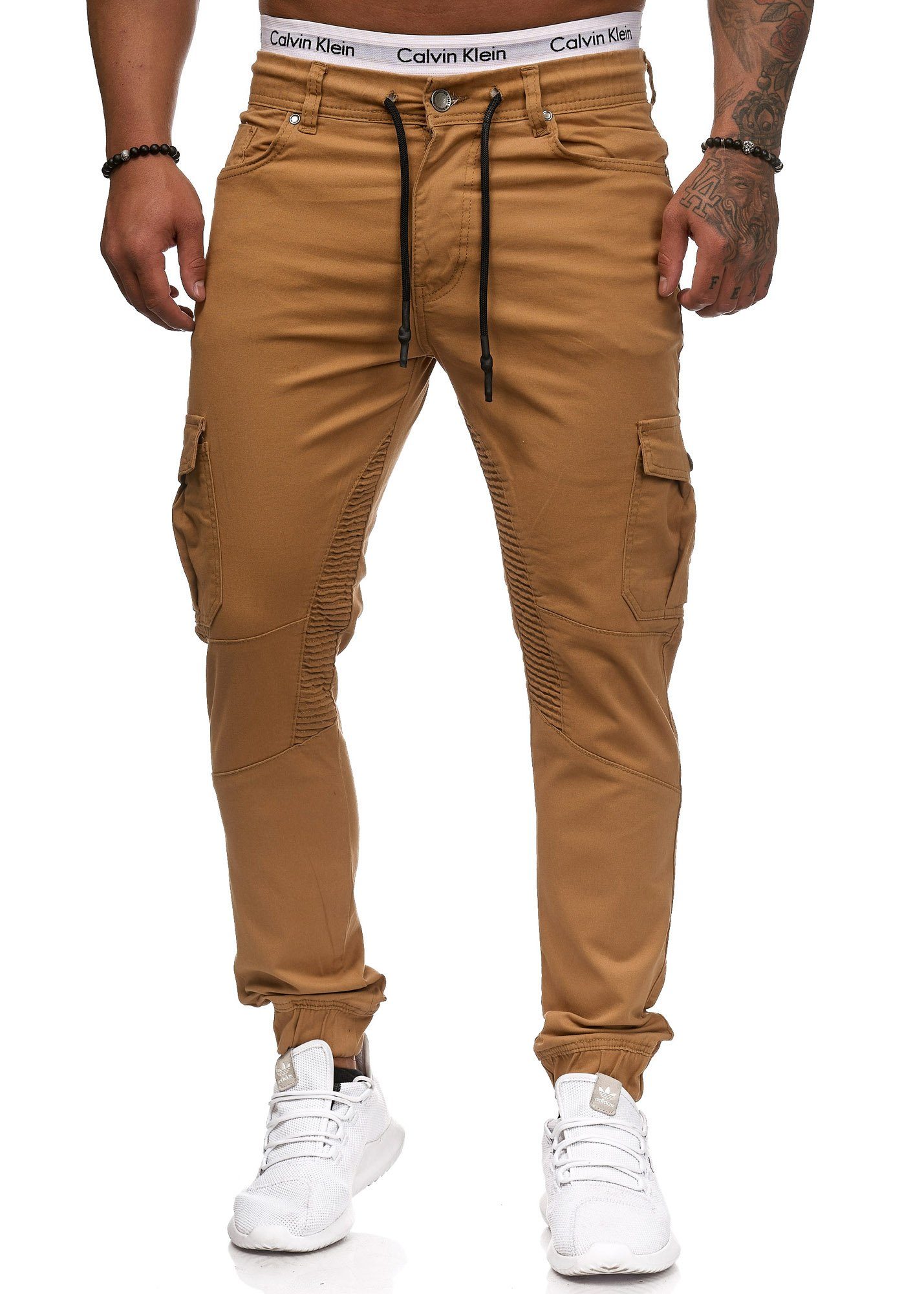 Code47 Slim-fit-Jeans Männer 3207C Herren Beige Chinohose Fit Chino Slim Hose Jeans Slim Designer