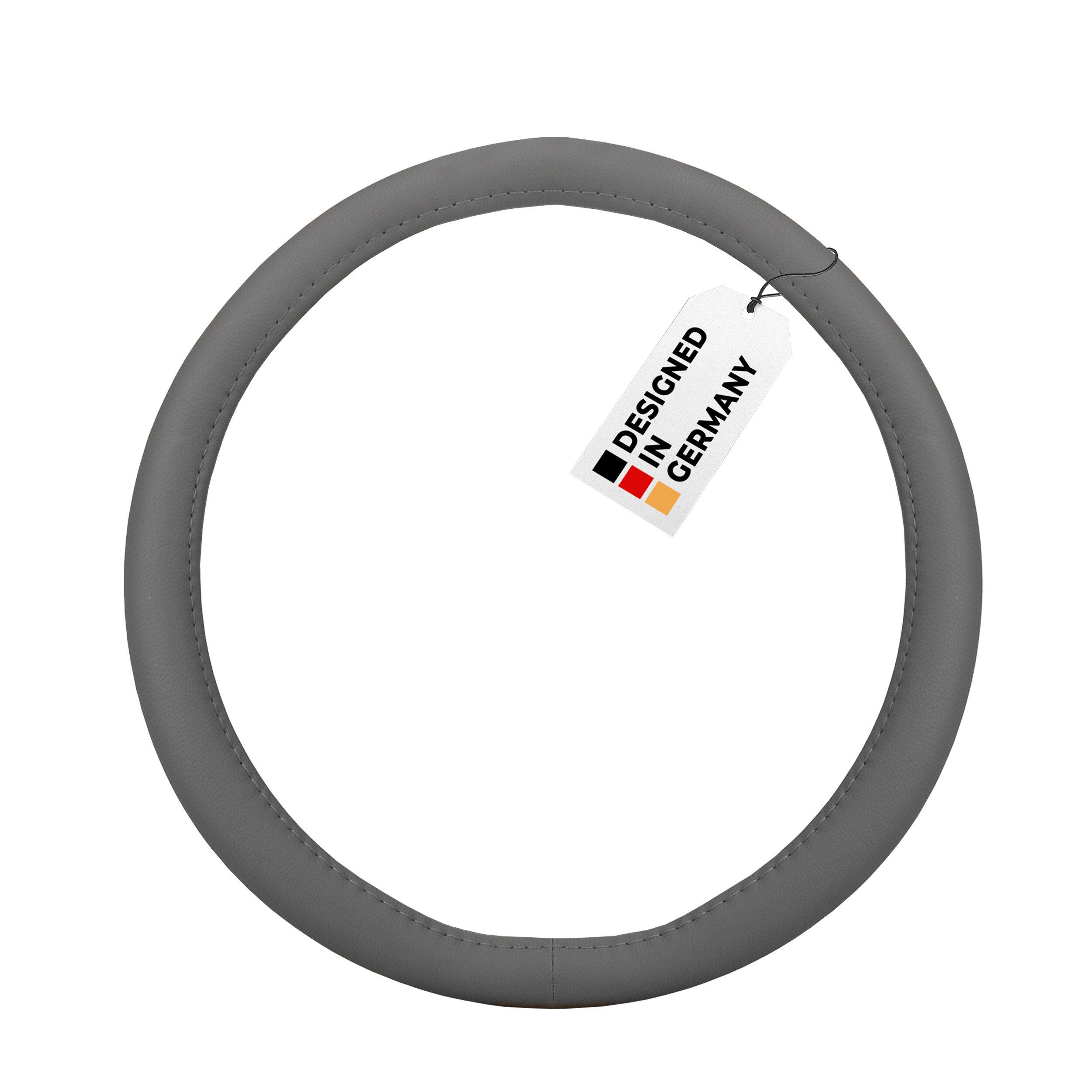 HEYNER Lenkradbezug Lenkradhülle Auto grau 37-39 cm elegant Lenkradschoner weich Leder, (1-tlg)