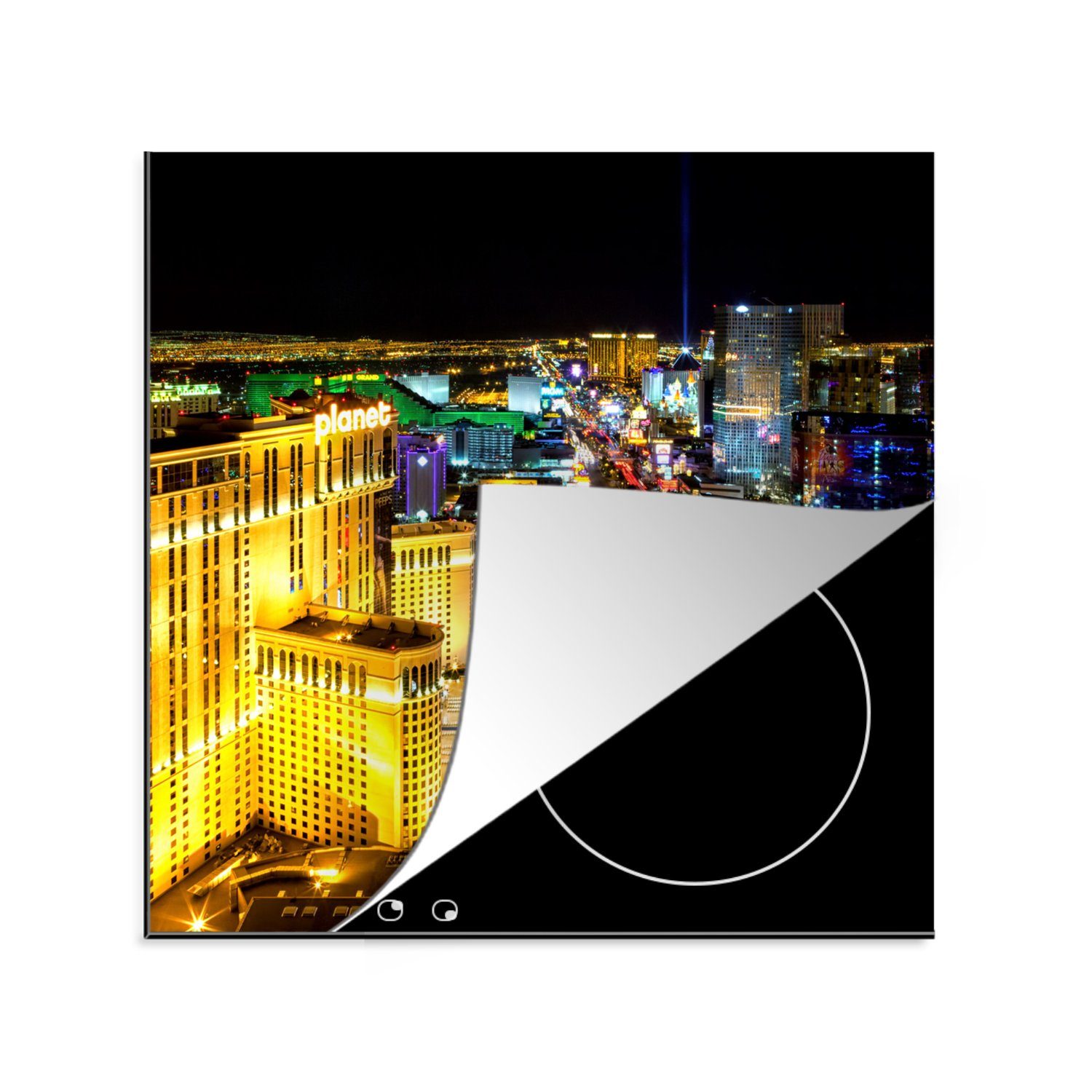 MuchoWow Herdblende-/Abdeckplatte Nächtliche Skyline von Las Vegas - Vereinigte Staaten, Vinyl, (1 tlg), 78x78 cm, Ceranfeldabdeckung, Arbeitsplatte für küche