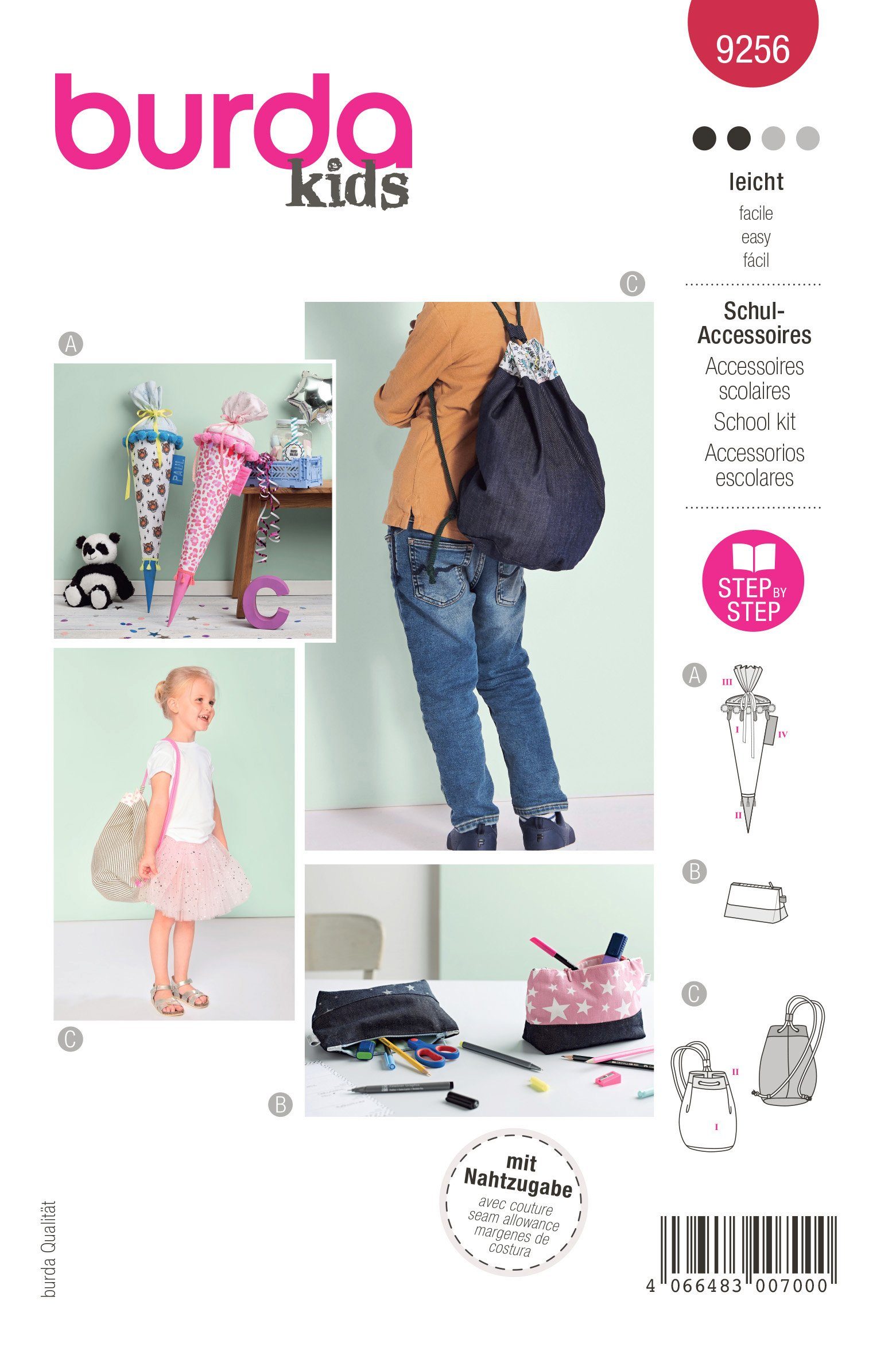 burda style Kreativset Burda Kids Schnittmuster Schultüte, Mäppchen und T, Nr. 9256