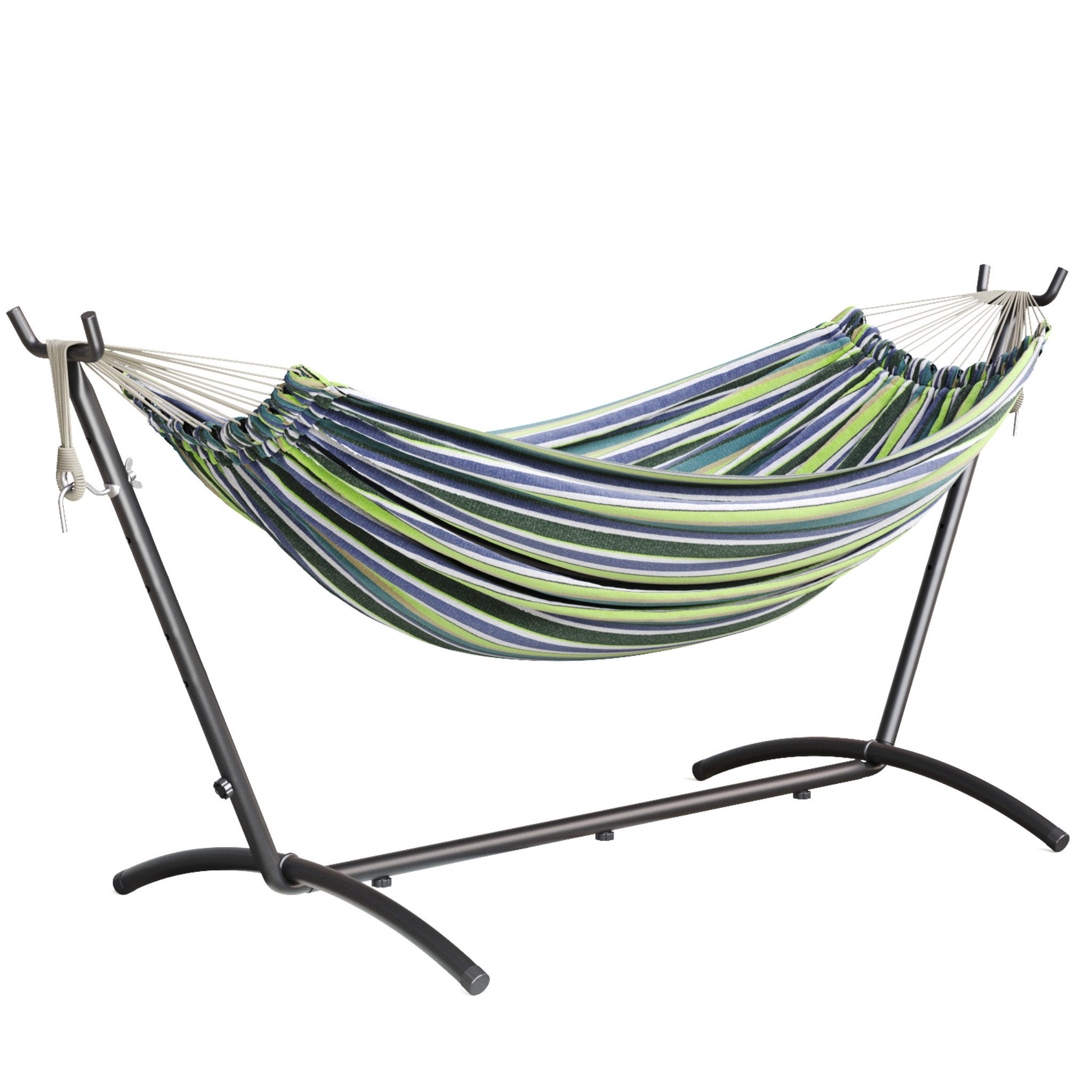 Mondeer Hängematte Gartenhängematte (Doppelhängematte), 6 Höhen verstellbar, mit Gestell bis 200kg