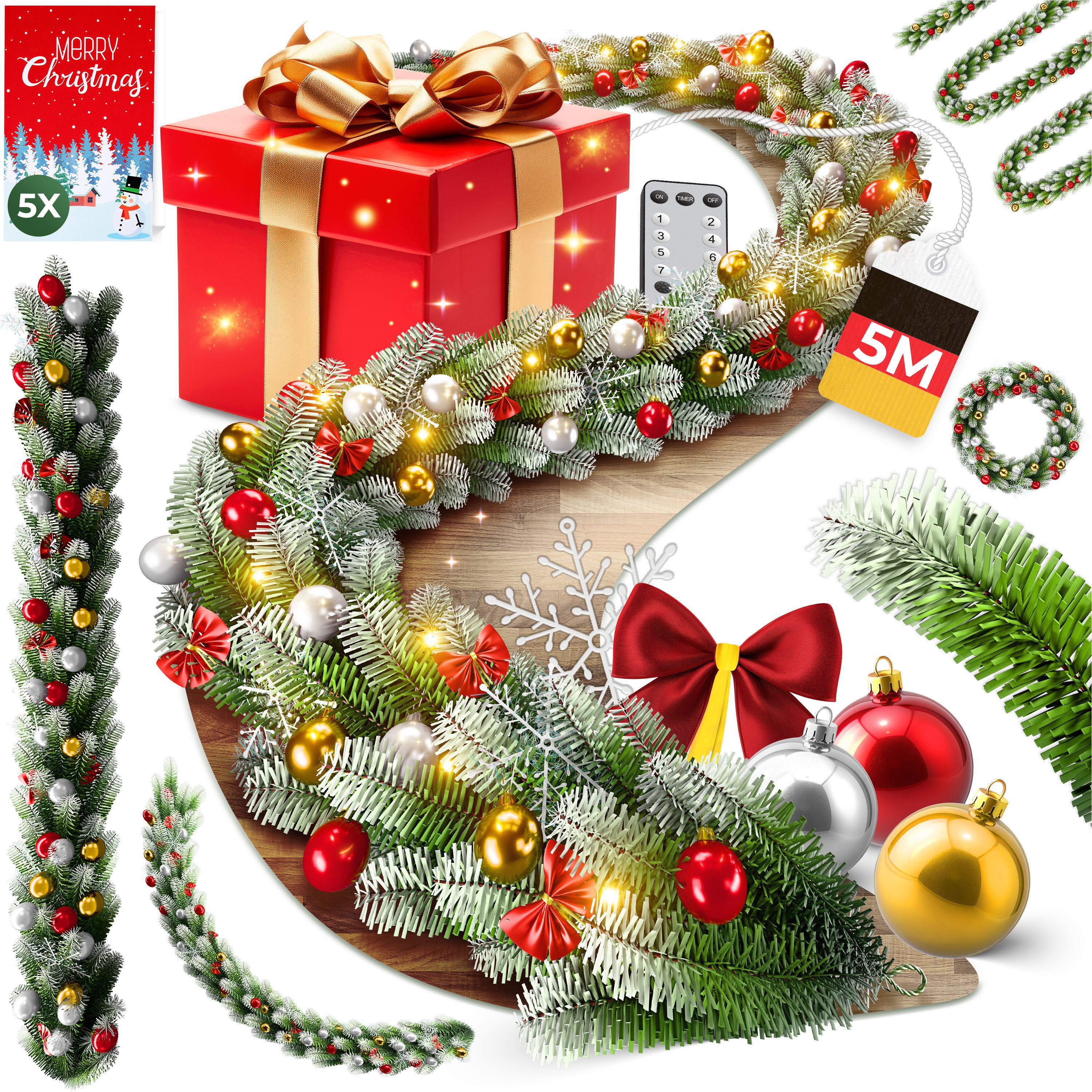 Kunstgirlande Weihnachtsgirlande LED Girlande 5m inkl. günstig online kaufen