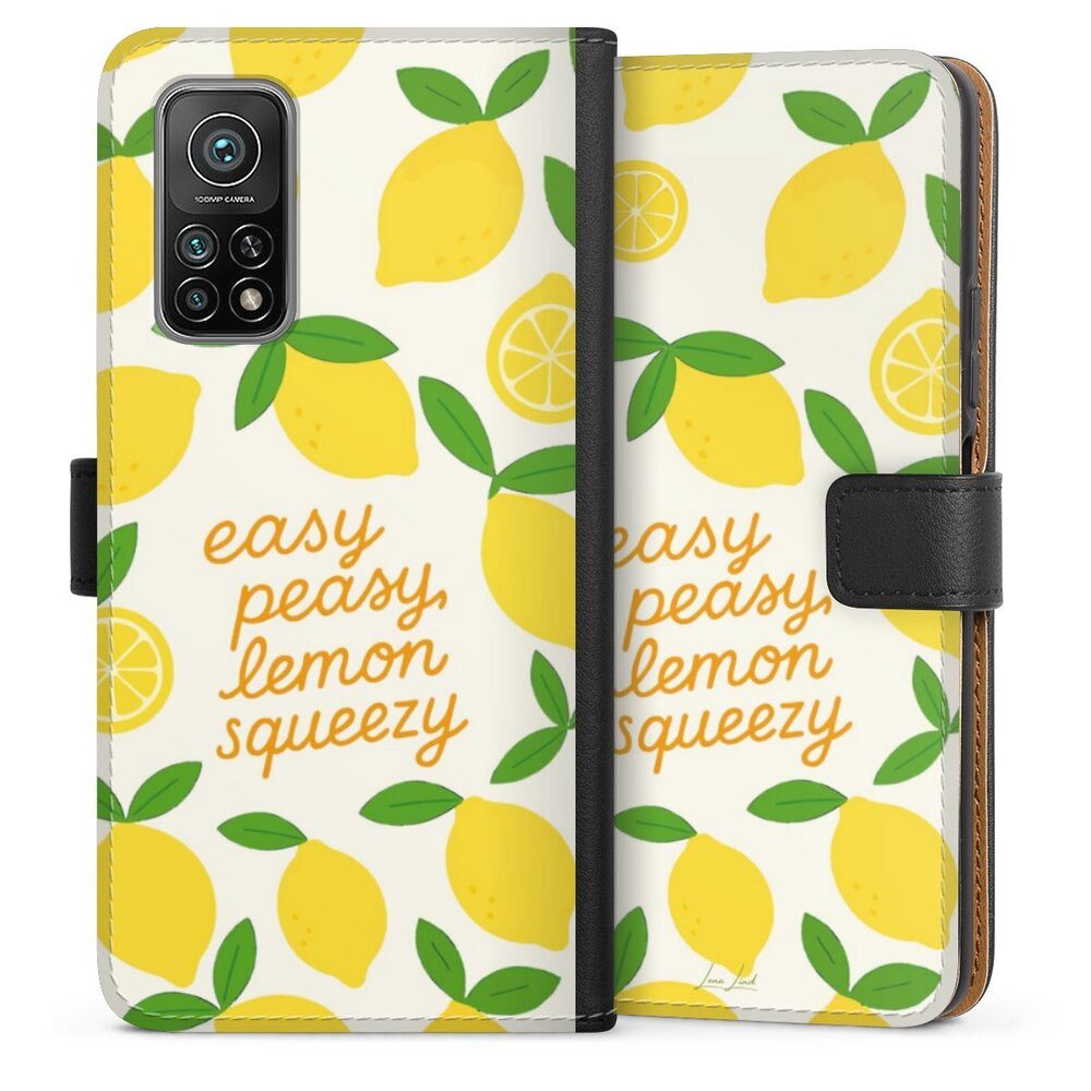 DeinDesign Handyhülle Zitrone Spruch Statement Easy Peasy Lemon Queezy, Xiaomi Mi 10T Pro 5G Hülle Handy Flip Case Wallet Cover