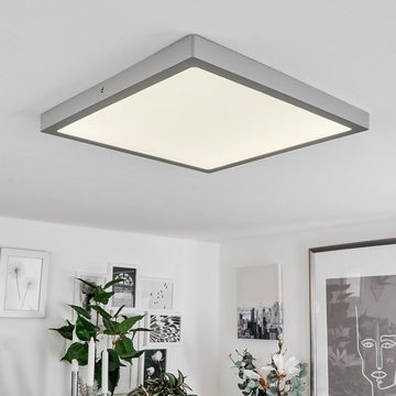 hofstein Deckenleuchte »Lotzorai« Deckenlampe aus Metall/Kunststoff in Silberfarben/Weiß, 4000 Kelvin, eckige Leuchte im flachen Design, 40cmx40cm, 2500 Lumen, 1xLED 21 Watt