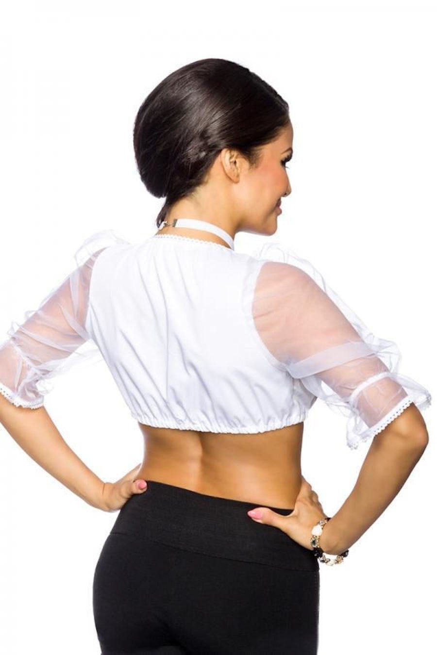 Atixo Dirndlbluse Dirndl-Bluse transparenten Puffärmeln Oktoberfest günstig online kaufen