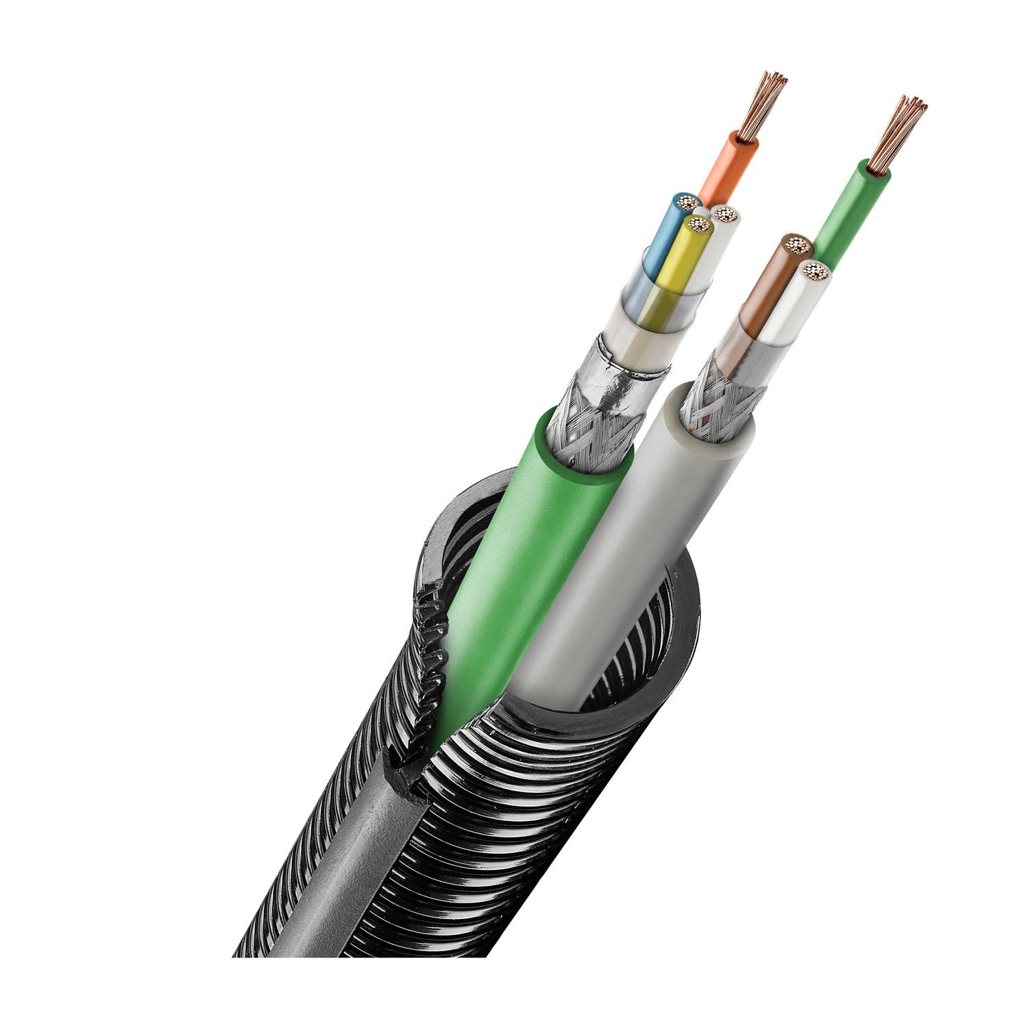 Flexa Wellschlauch Titel:Komplettset Wellschlauch / Wellrohr Polyamid PA6 geschlitzt - F