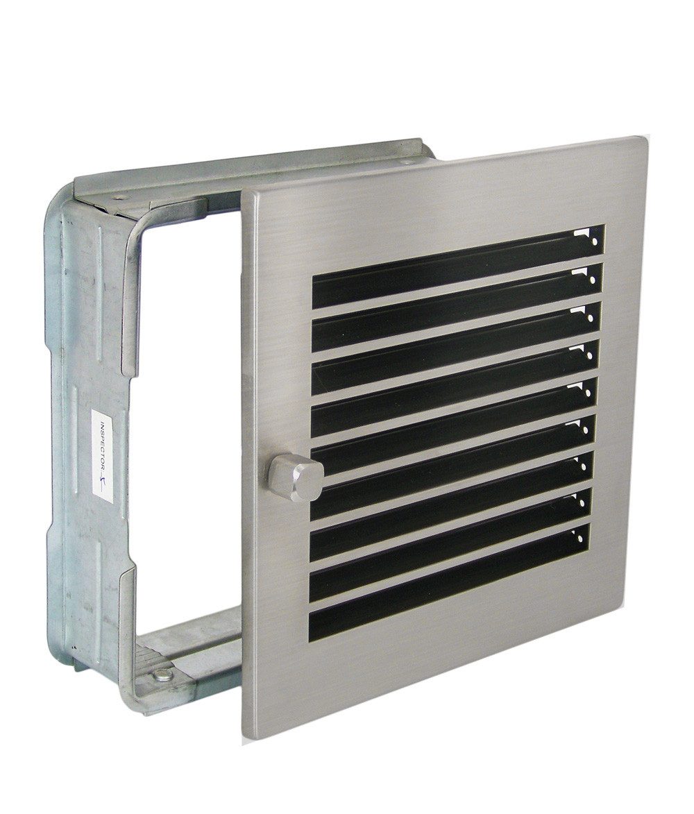 Lüftungsgitter Warmluftgitter WG 2323 MESM mit Edelstahl Blende 230x230 Abluftgitter, Regulierbare Lamellen mit Edelstahlblende