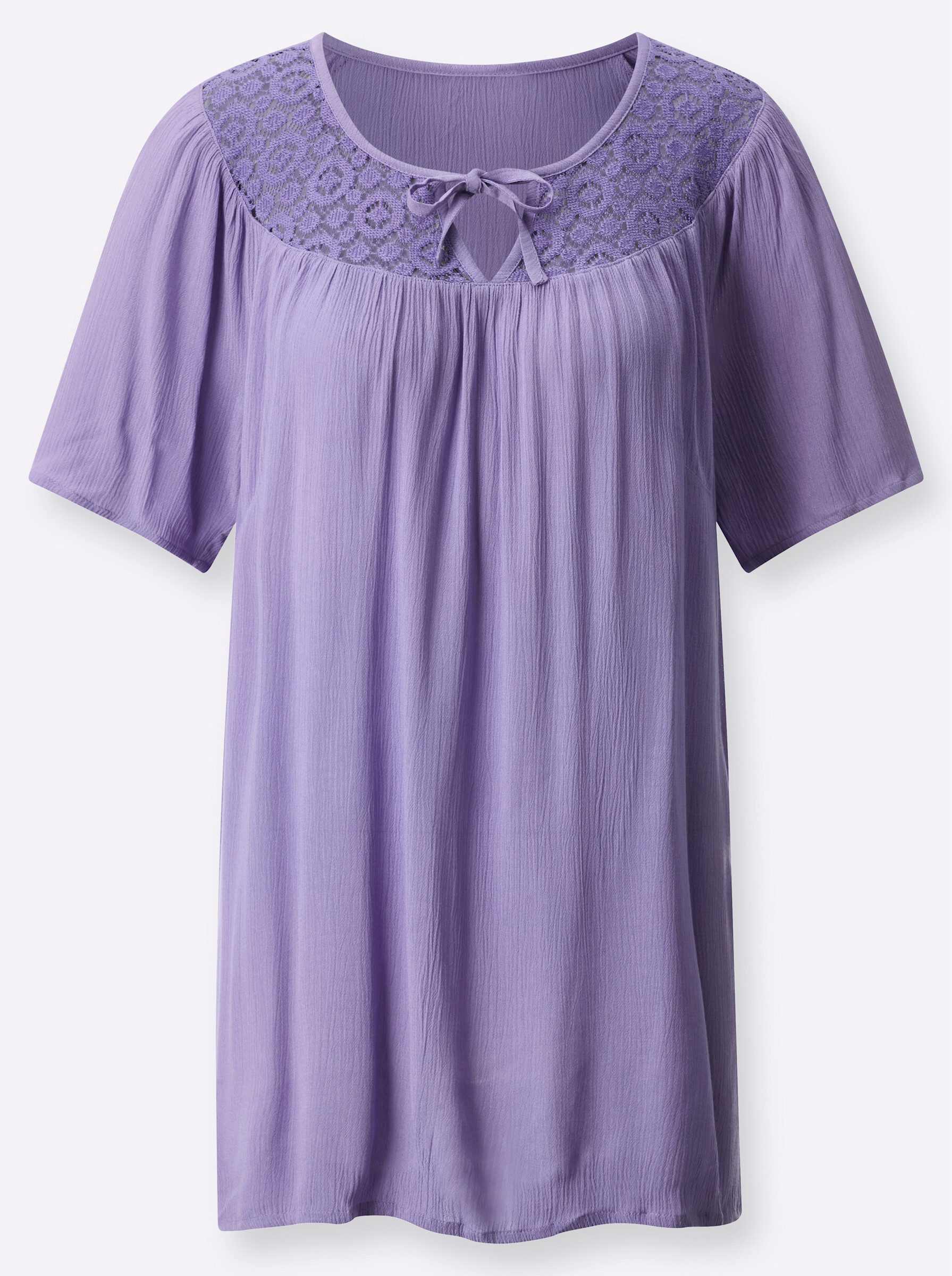 Klassische Bluse Tunikabluse Kurzarm