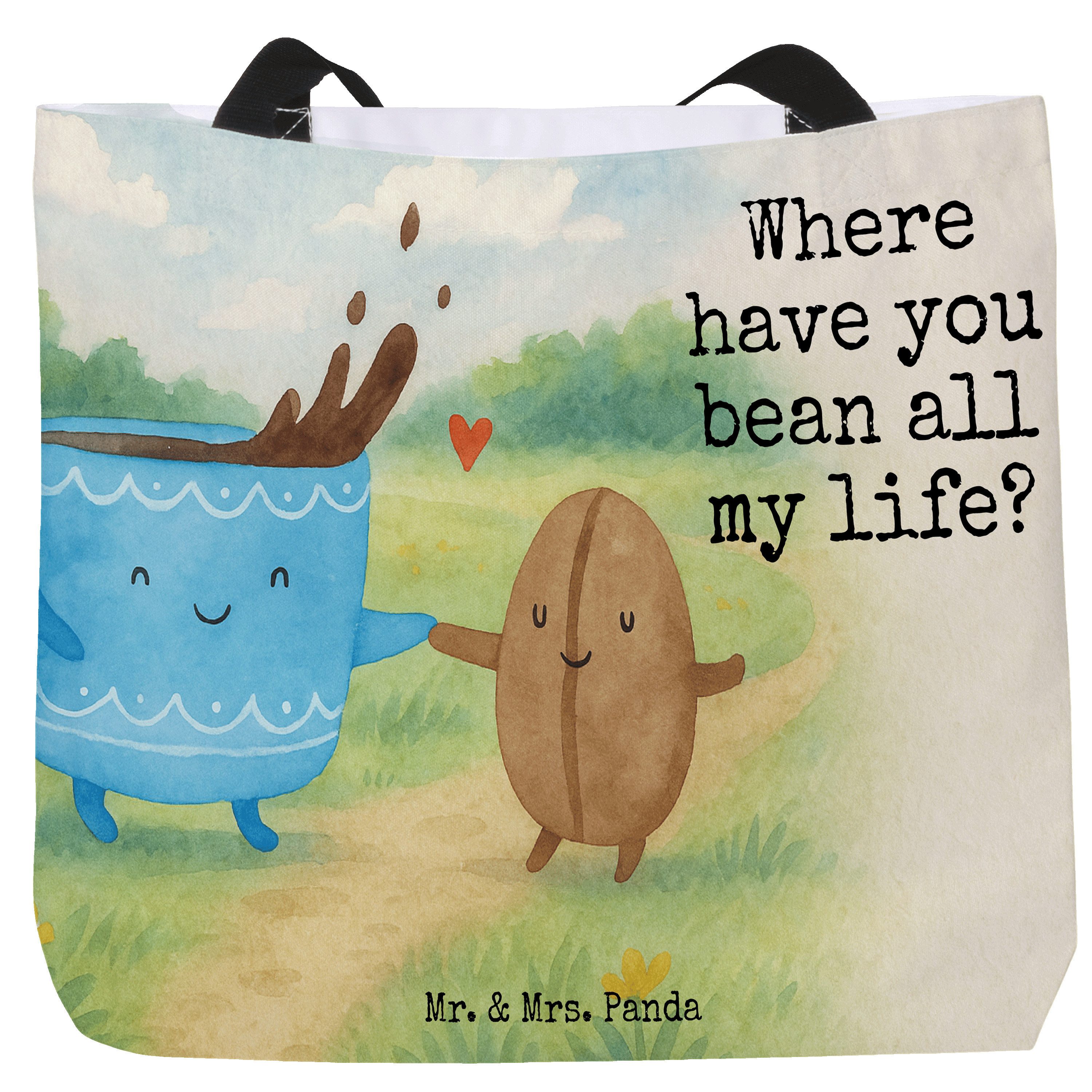 Shopper Kaffee Bohne Design, Tote Bag, Weiß, Zufriedenheit, Schultasche, Glüc
