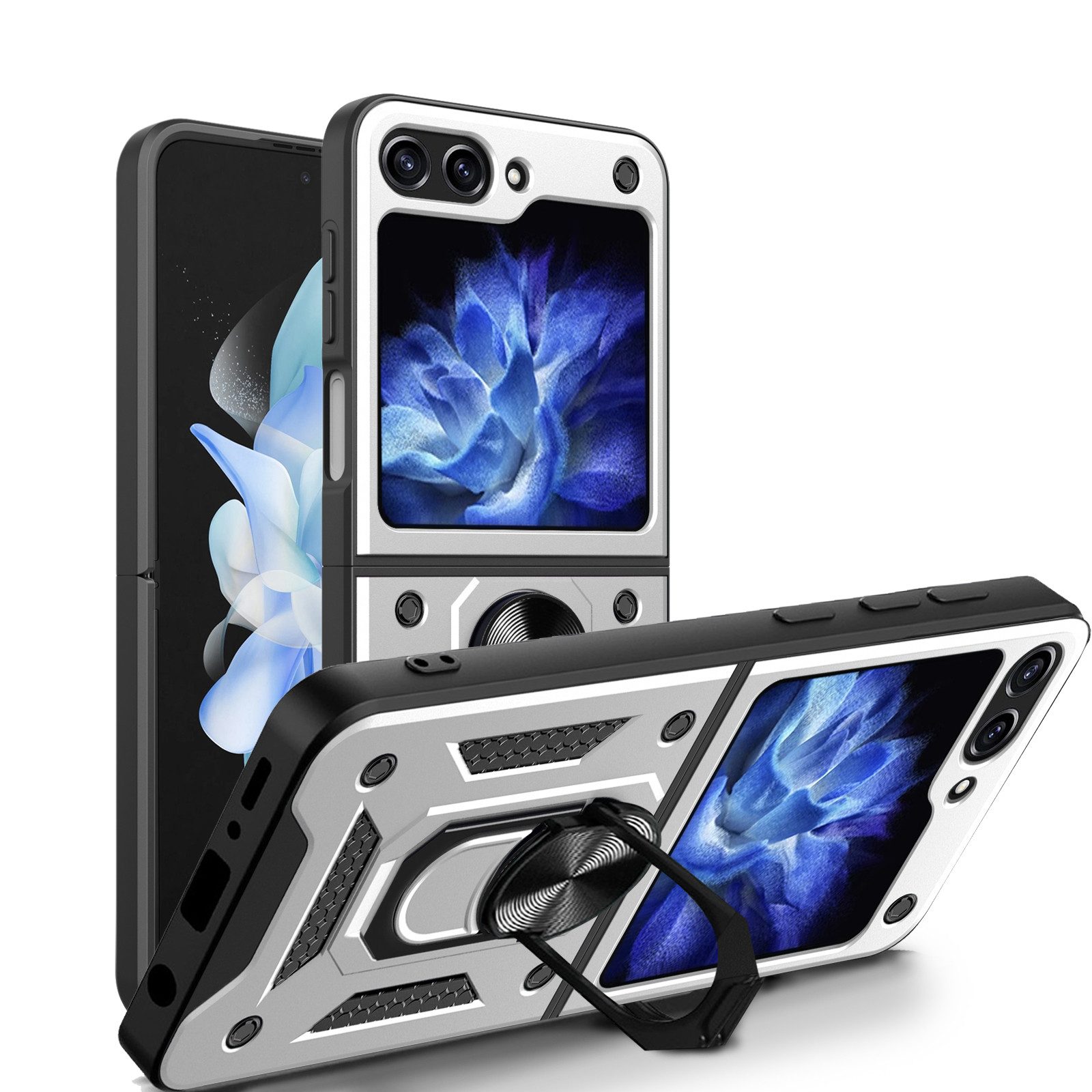 betterfon Handyhülle Outdoor Hülle für Samsung Galaxy Z Flip 6 mit Kameraschutz Ringhalter, Panzerhülle Stoßfeste Hybrid-Hülle mit Ringhalter Smartstand-Funktion