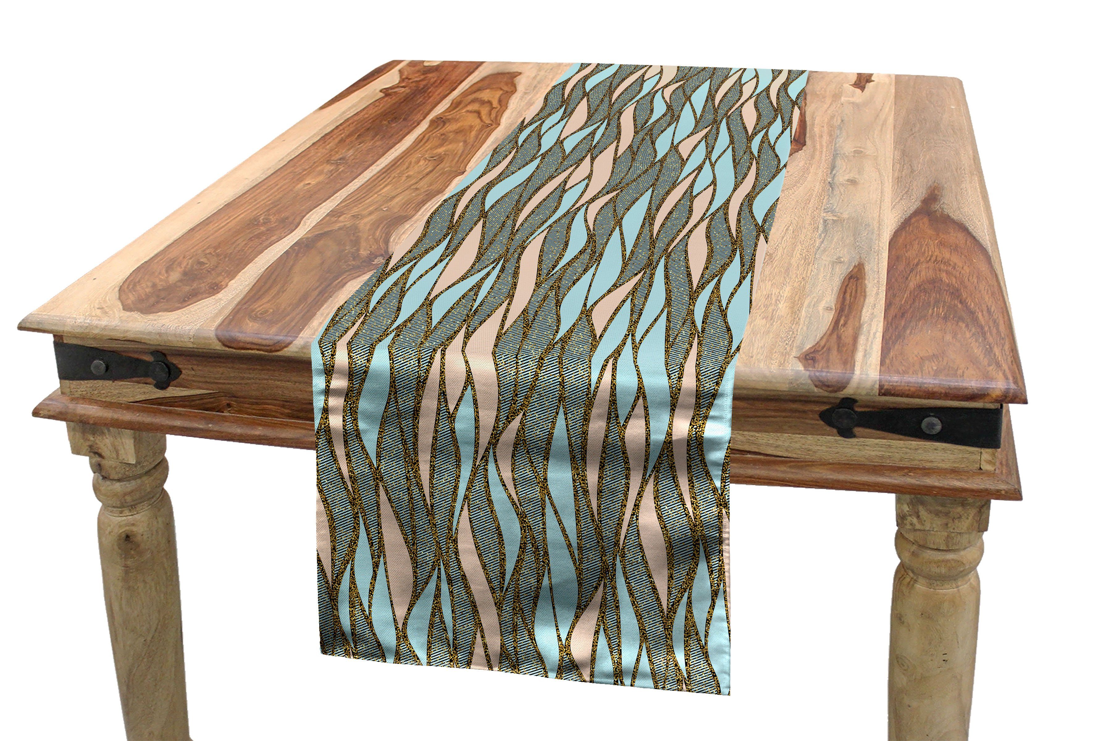 Küche Tischläufer vertikale Pastell Welle Esszimmer Tischläufer, Abstrakt Dekorativer Rechteckiger Abakuhaus