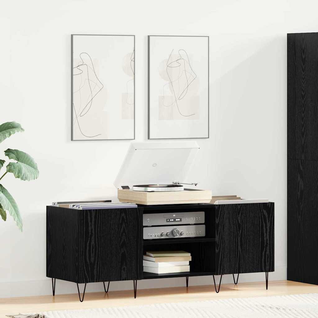 vidaXL Lowboard Schallplattenschrank Schwarz Eichen-Optik 121 x 38 x 48 cm (1 St)