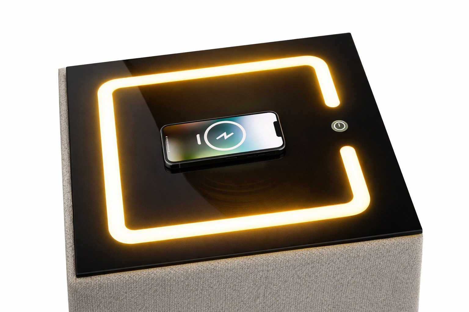 Xlmoebel Nachtkonsole Beiger Nachttisch mit LED-Beleuchtung und eleganter (Beiger Nachttisch mit LED-Beleuchtung), Made in Europa