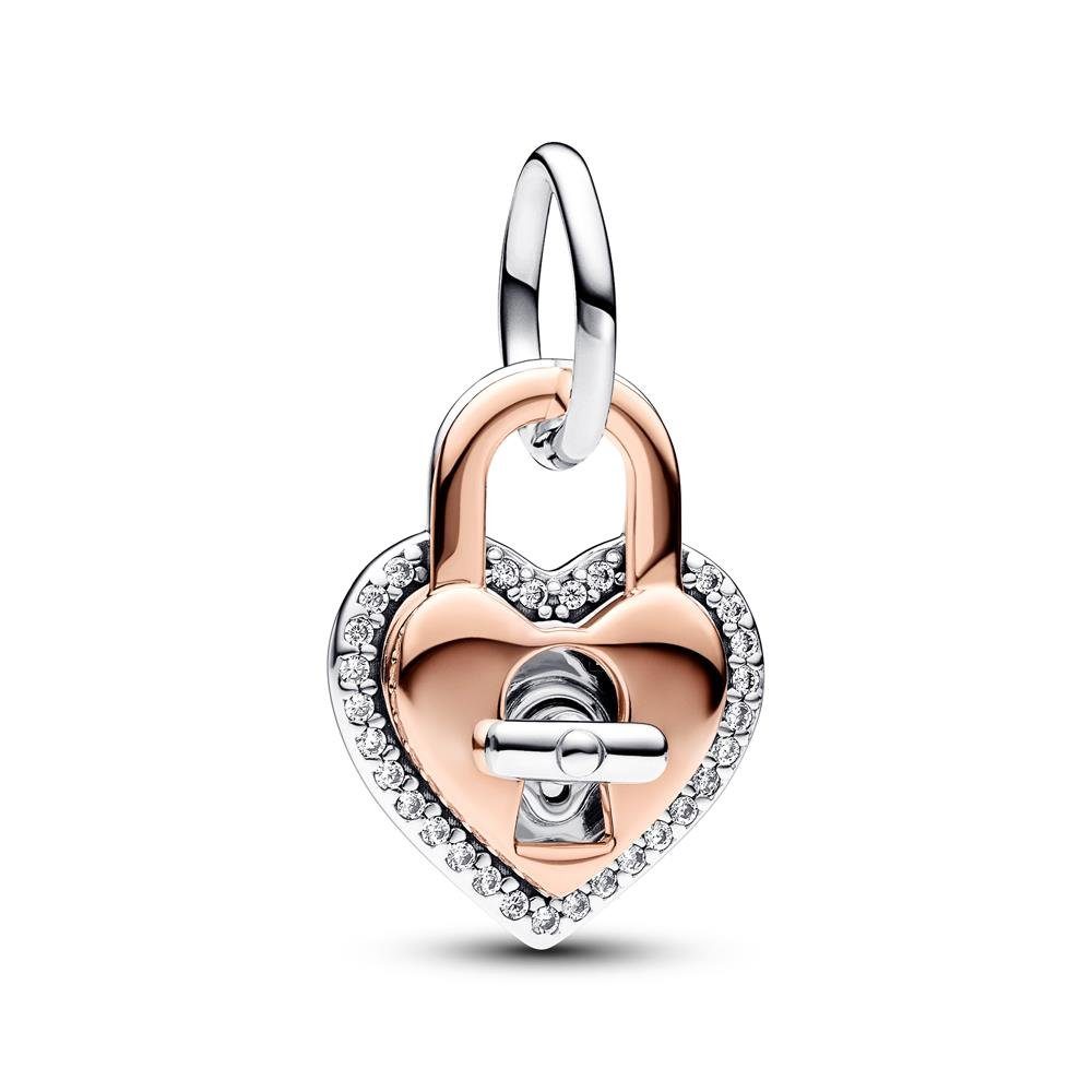 Charm-Einhänger Bicolorer Charm-Anhänger Herzschloss mit Zirkonia von PANDORA