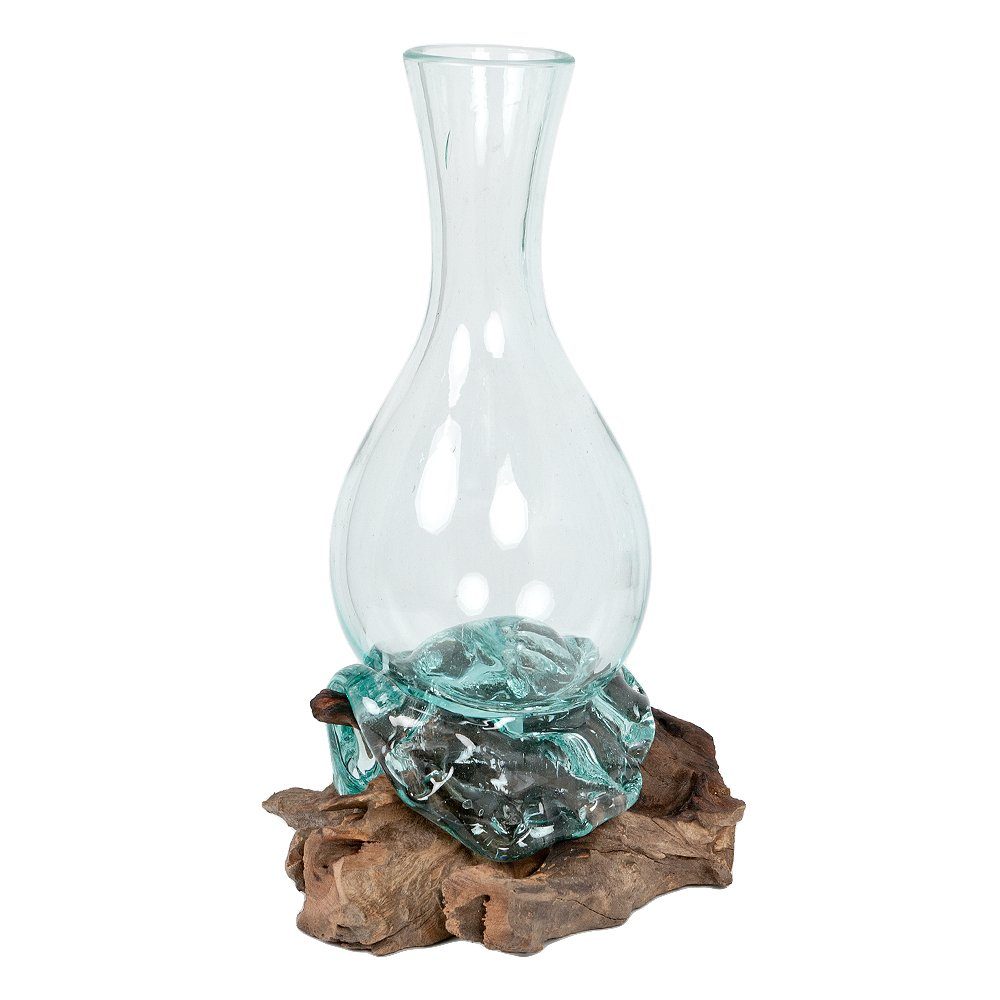LebensWohnArt Dekovase Teak Blumenvase DROP-B ca. H45cm