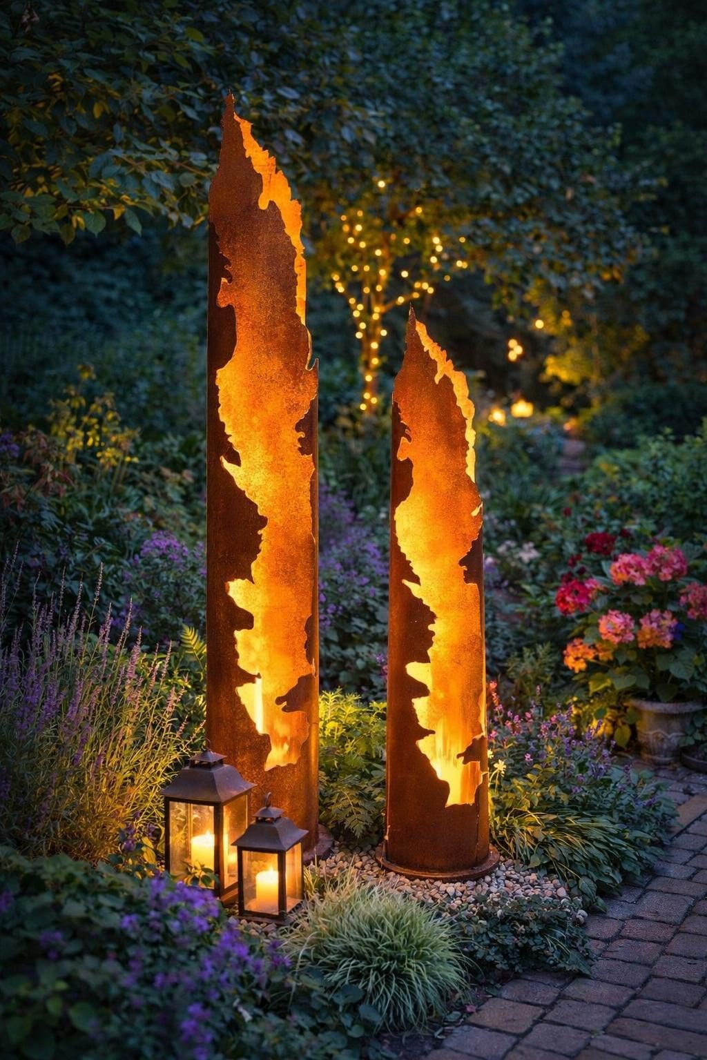 ESTEXO Dekosäule Rostsäule Gartendeko 120 + 150 cm Set Edelrost Säule Pflanzsäule Ro