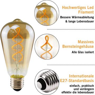 ZMH LED-Leuchtmittel Vintage Glühlampe ST64 2200K 4W Filament Beleuchtung, E27, 3 St., warmweiß, warmweiß