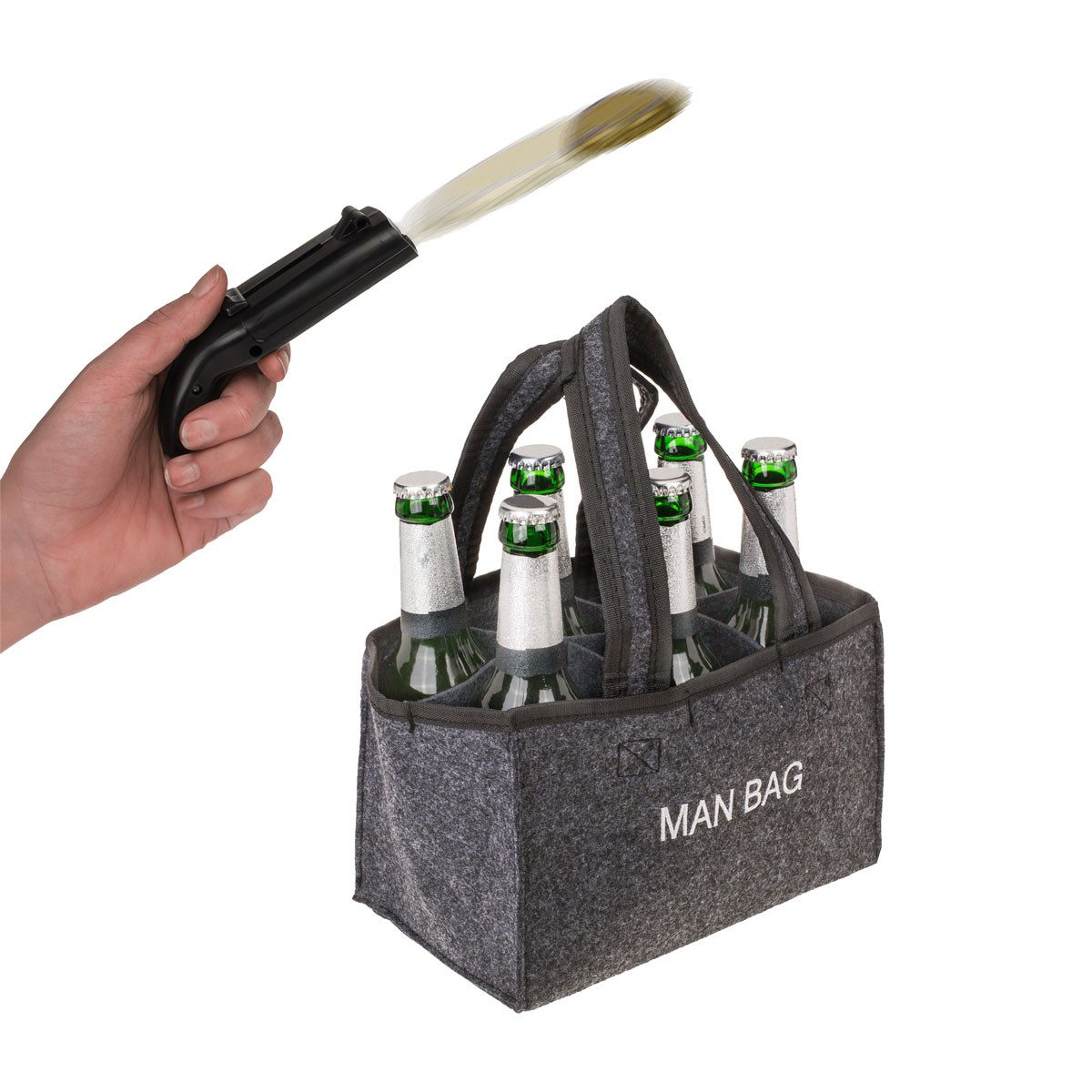 Out of the Blue Держатели для бутылок Bier Держатели для бутылок mit Kronkorken Pistole MAN BAG Männerhandtasche (2-St), MAN BAG, Männerhandtasche