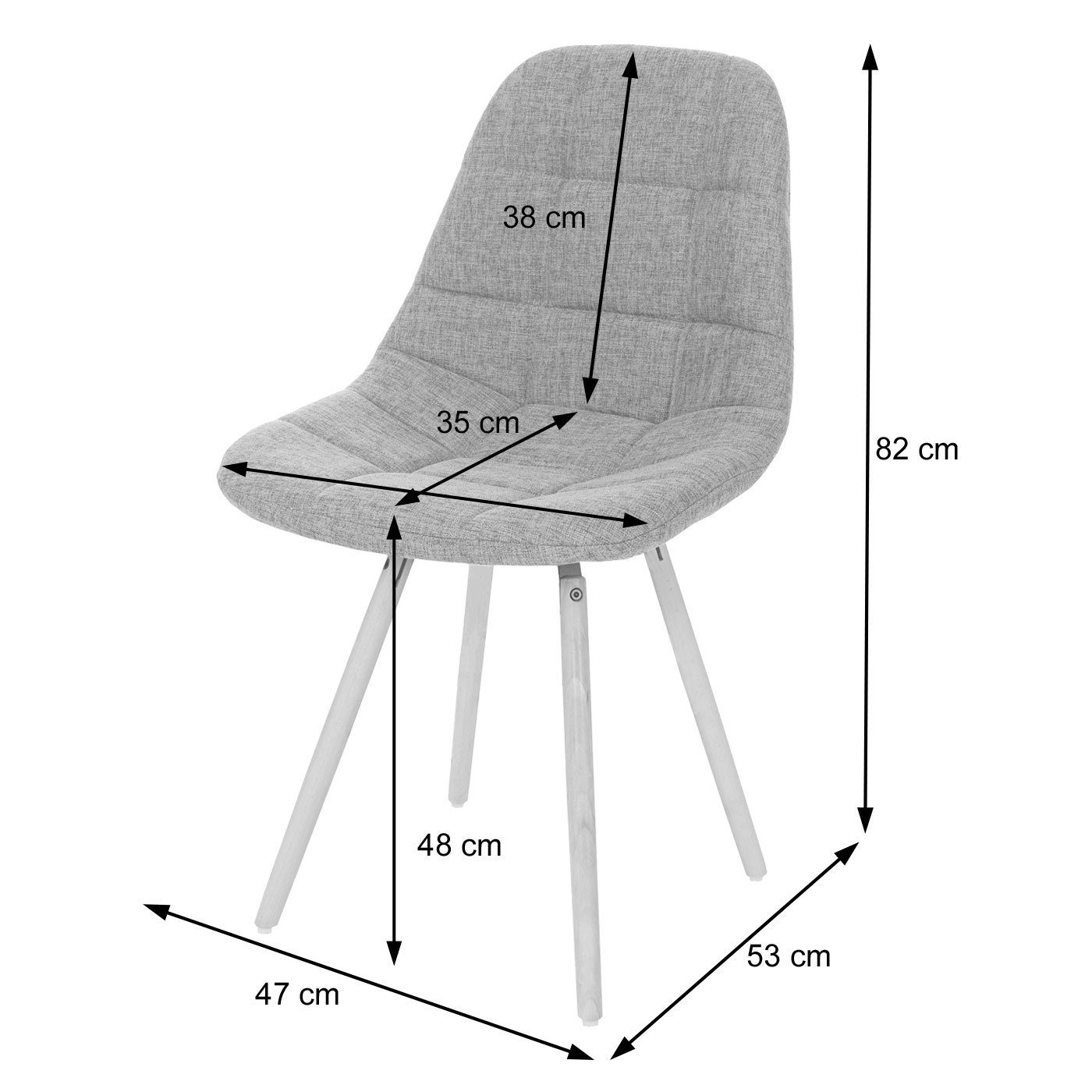 Sitzpolsterung St), Esszimmerstuhl den 6er-Set, (Set, MCW Bequeme MCW-A60 II-6 Füßen, Kunststoffuntersatz unter 6