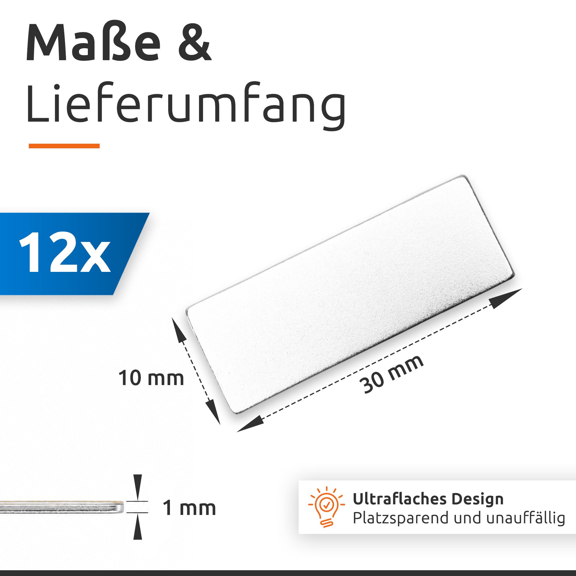ECENCE Magnet Neodym Klebe-Magnete 12 Stck. selbstklebend Quader (12-St) – Bild 4 von 5