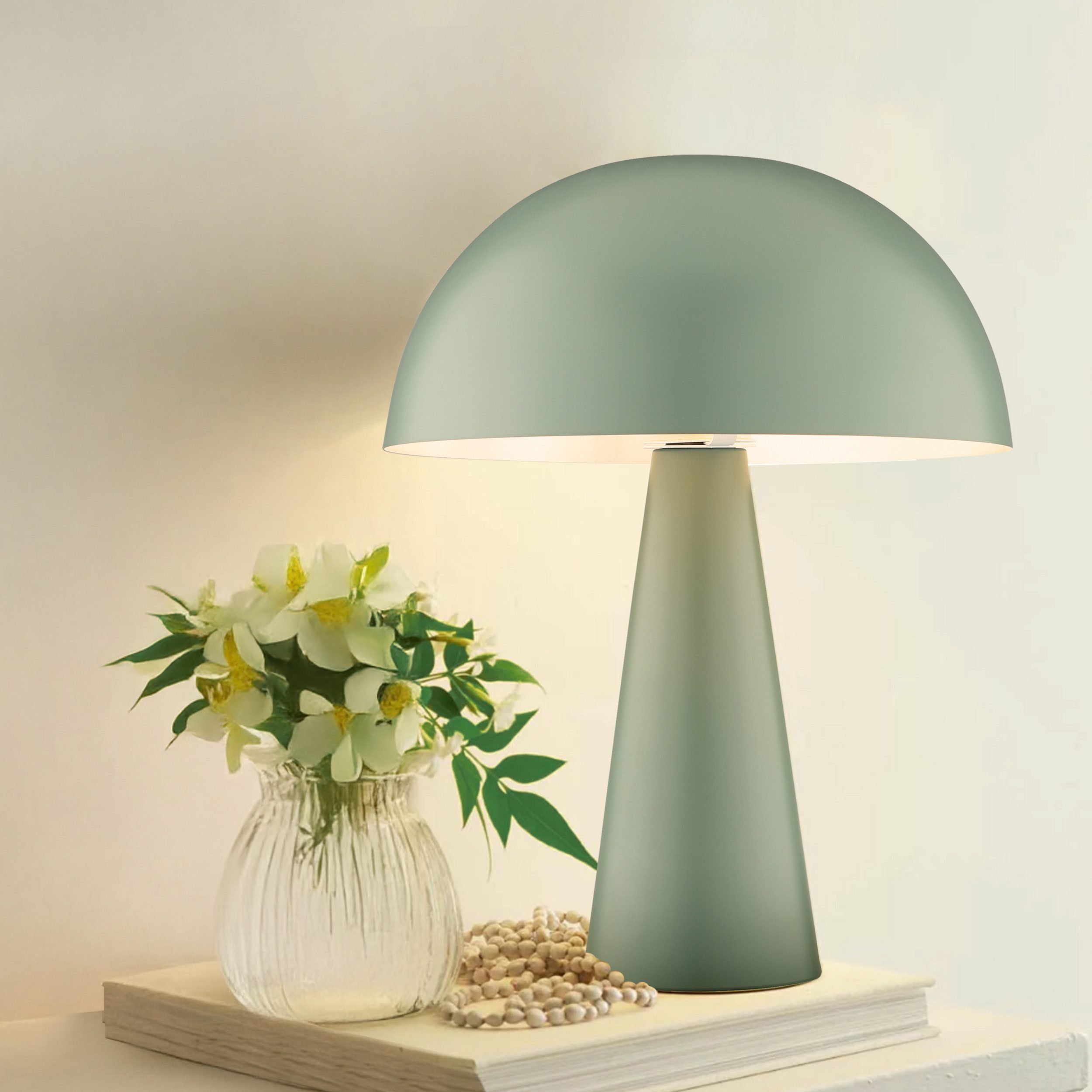 Lightbox Tischleuchte, ohne Leuchtmittel, Pilz Tischleuchte, 33 cm, E14 max. 20 W, Metall, grün matt