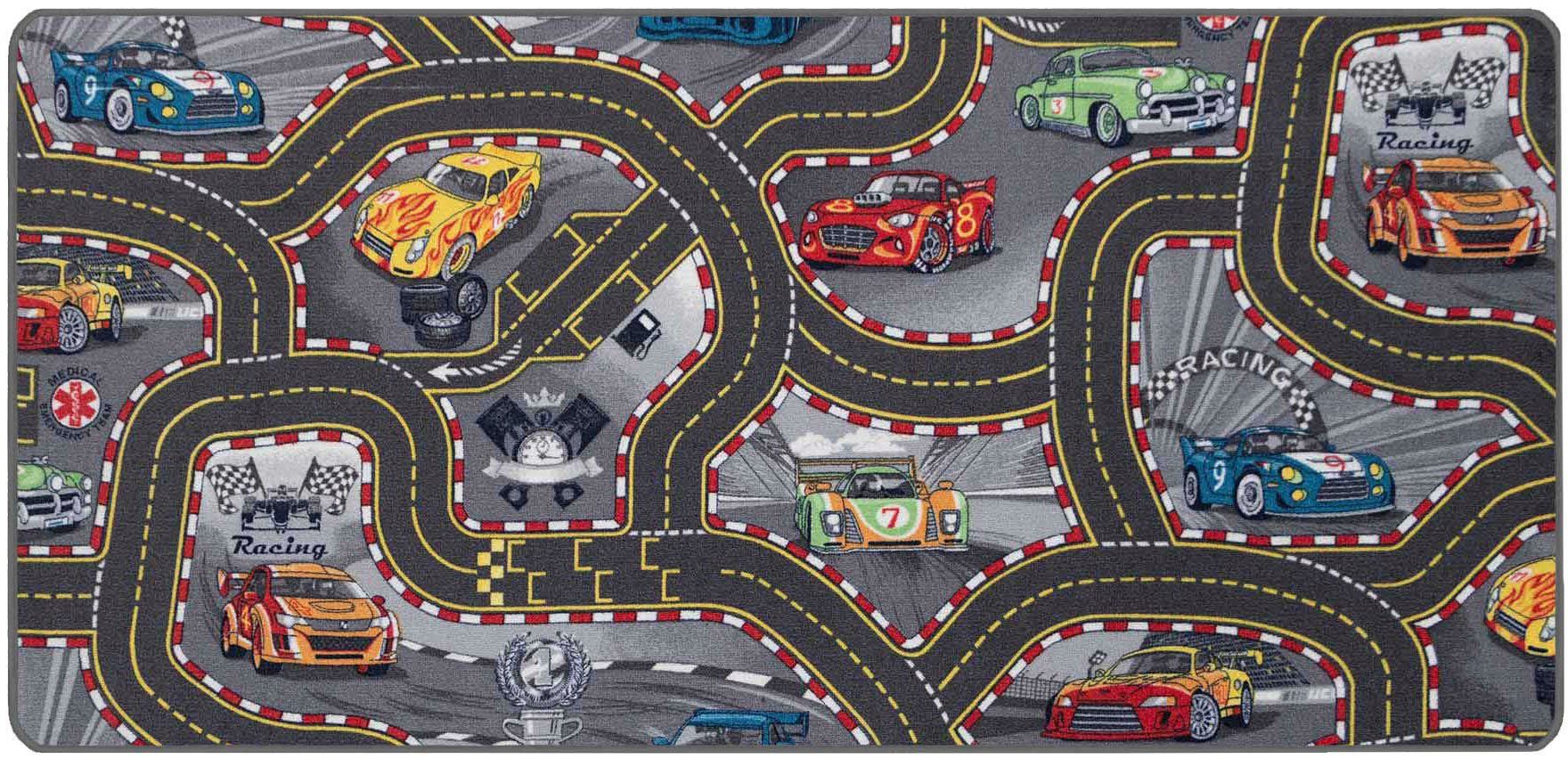 Kinderteppich Spielteppich CARS, Primaflor-Ideen in Textil, rechteckig, Höhe: 6,5 mm, Kurzflor, Straßen-Spiel-Teppich, Motiv Autos, Kinderzimmer