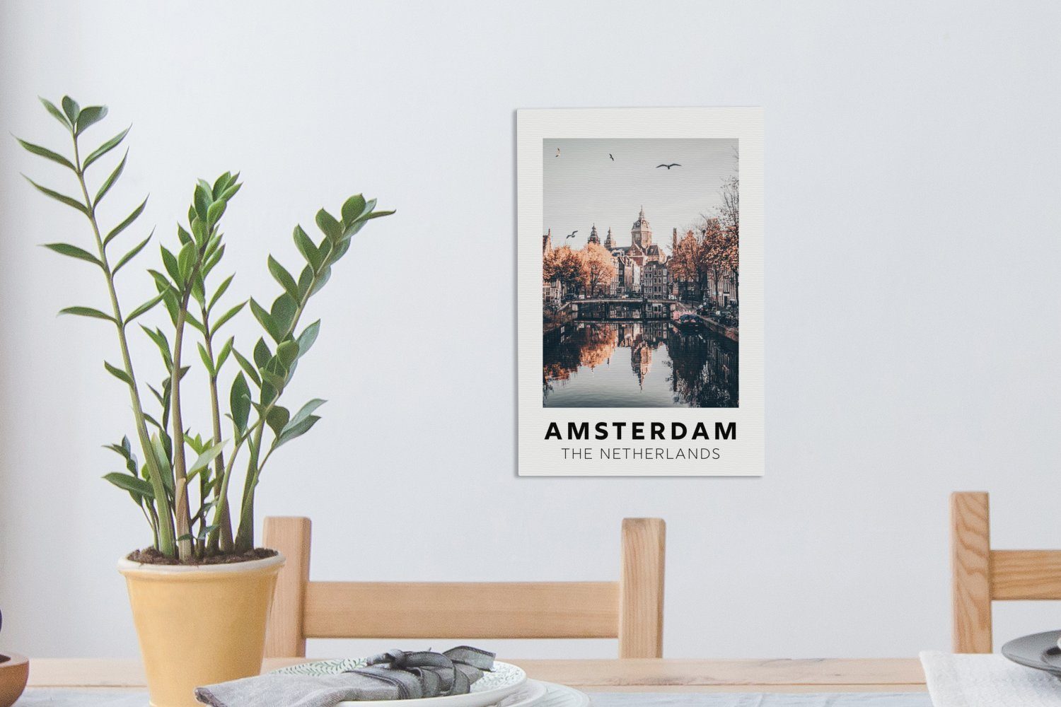 OneMillionCanvasses® (1 Wasser, Amsterdam Niederlande Architektur inkl. St), - Gemälde, cm fertig Leinwandbild Leinwandbild - - bespannt 20x30 Zackenaufhänger,