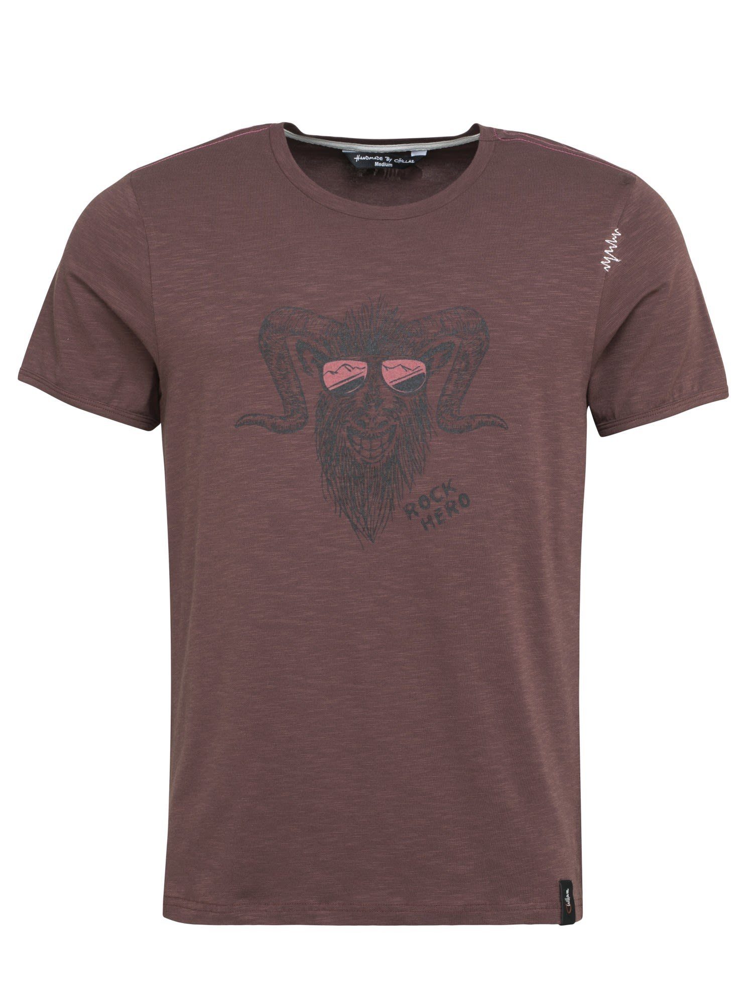 Chillaz T-Shirt Chillaz M Rock Hero T-shirt Herren Kurzarm-Shirt Chocolate Red