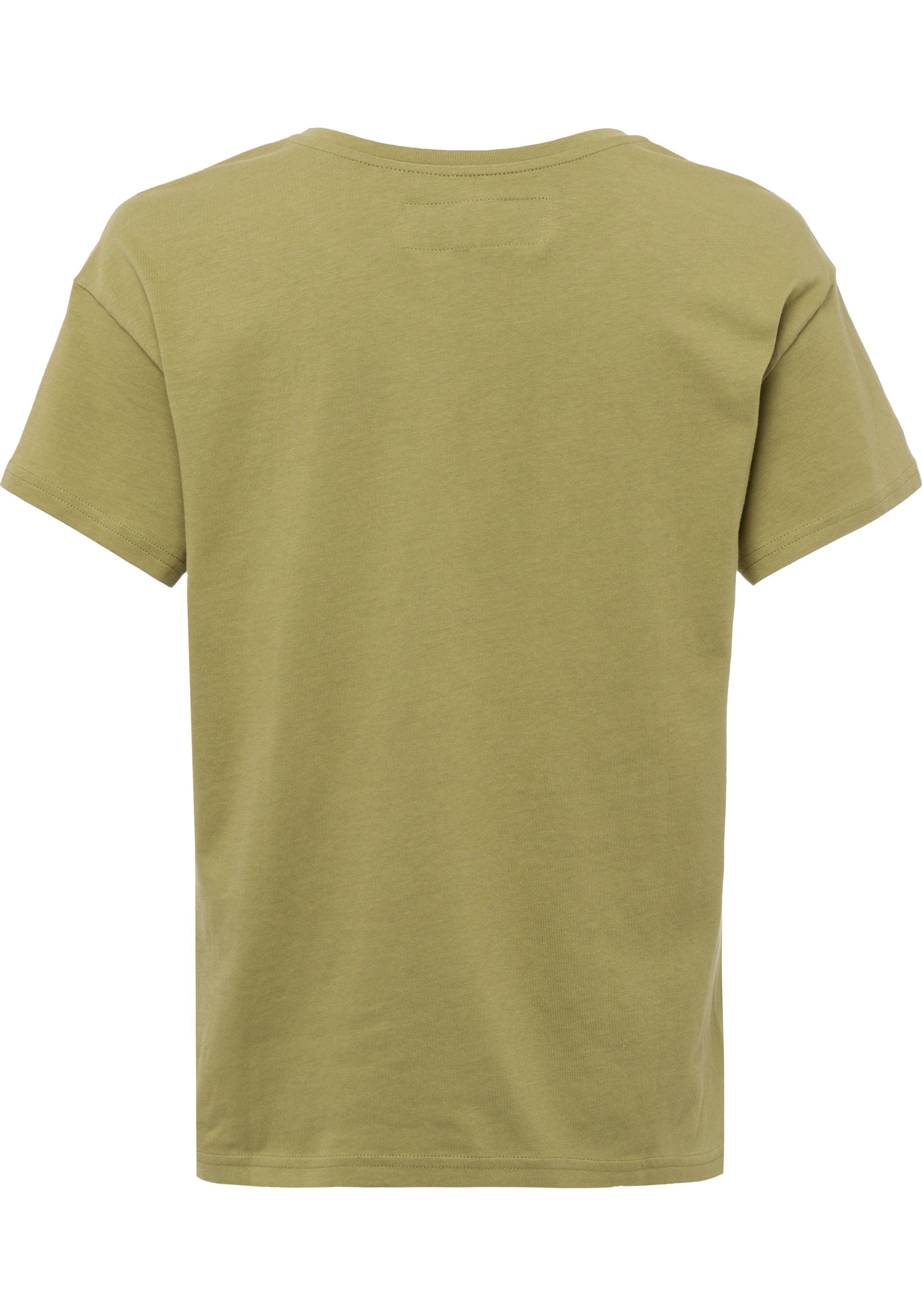 Damen Shirts United Colors of Benetton Rundhalsshirt mit Muster unterlegtem Markendruck vorn