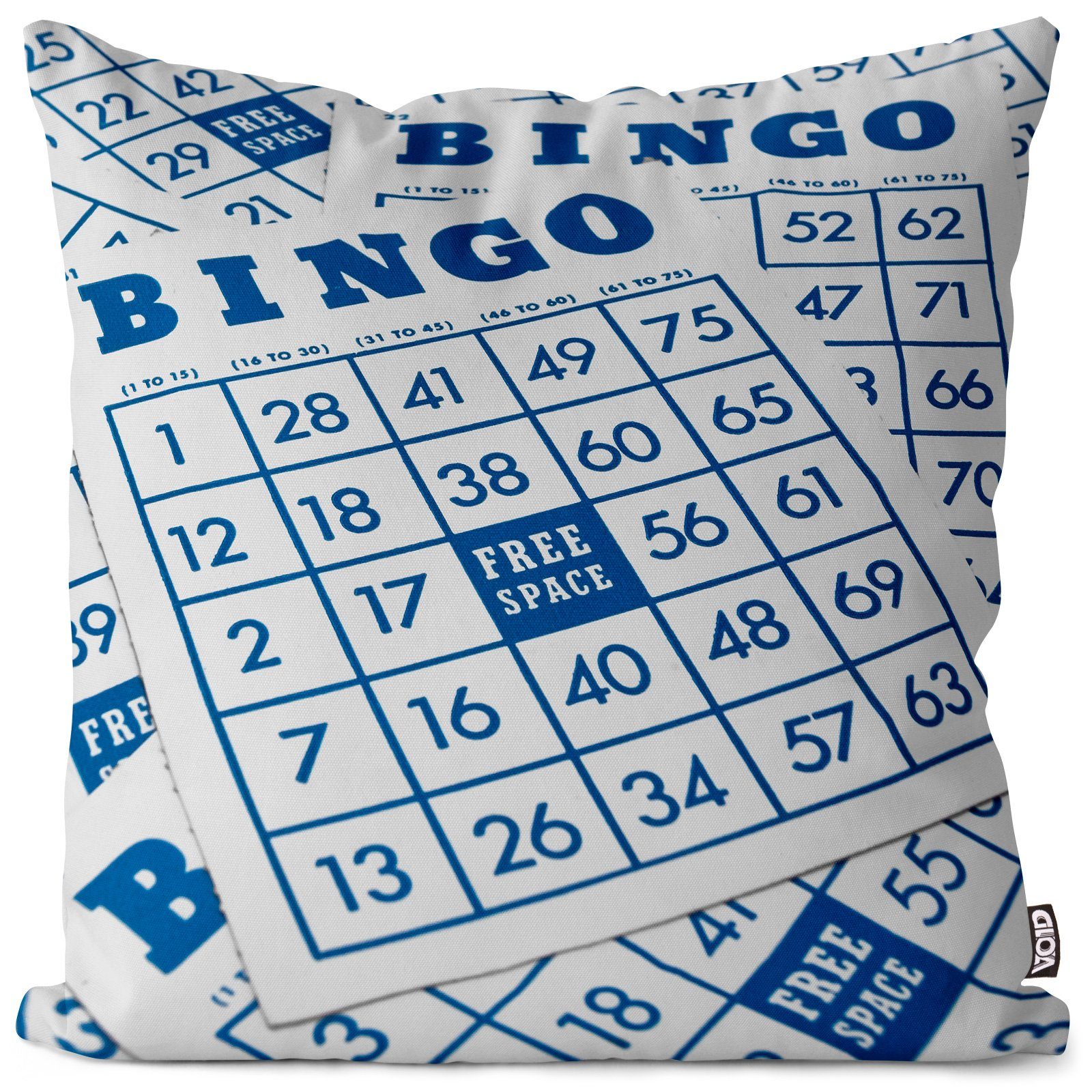 Kissenbezug, VOID (1 Stück), Sofa-Kissen Bingo Spiel Karte Brett Spiel Glücksspiel Oma Opa Rentner Retro Altenheim Glück Zahlen Gewinn Gewinnspiel Lotto Freizeit