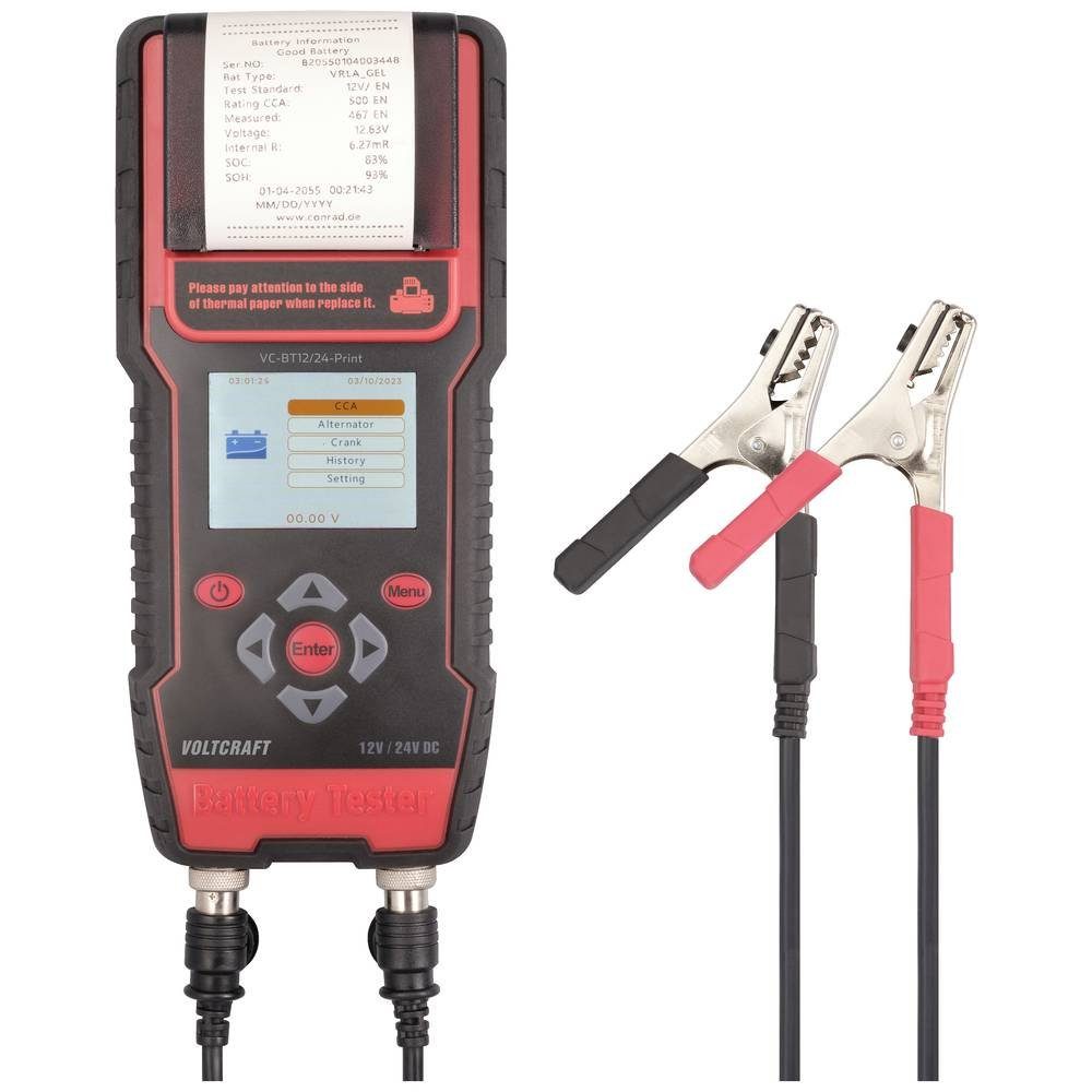VOLTCRAFT Kfz-Batterietester 12/24V Professional mit Batterie-Ladegerät (Batterieprüfung)