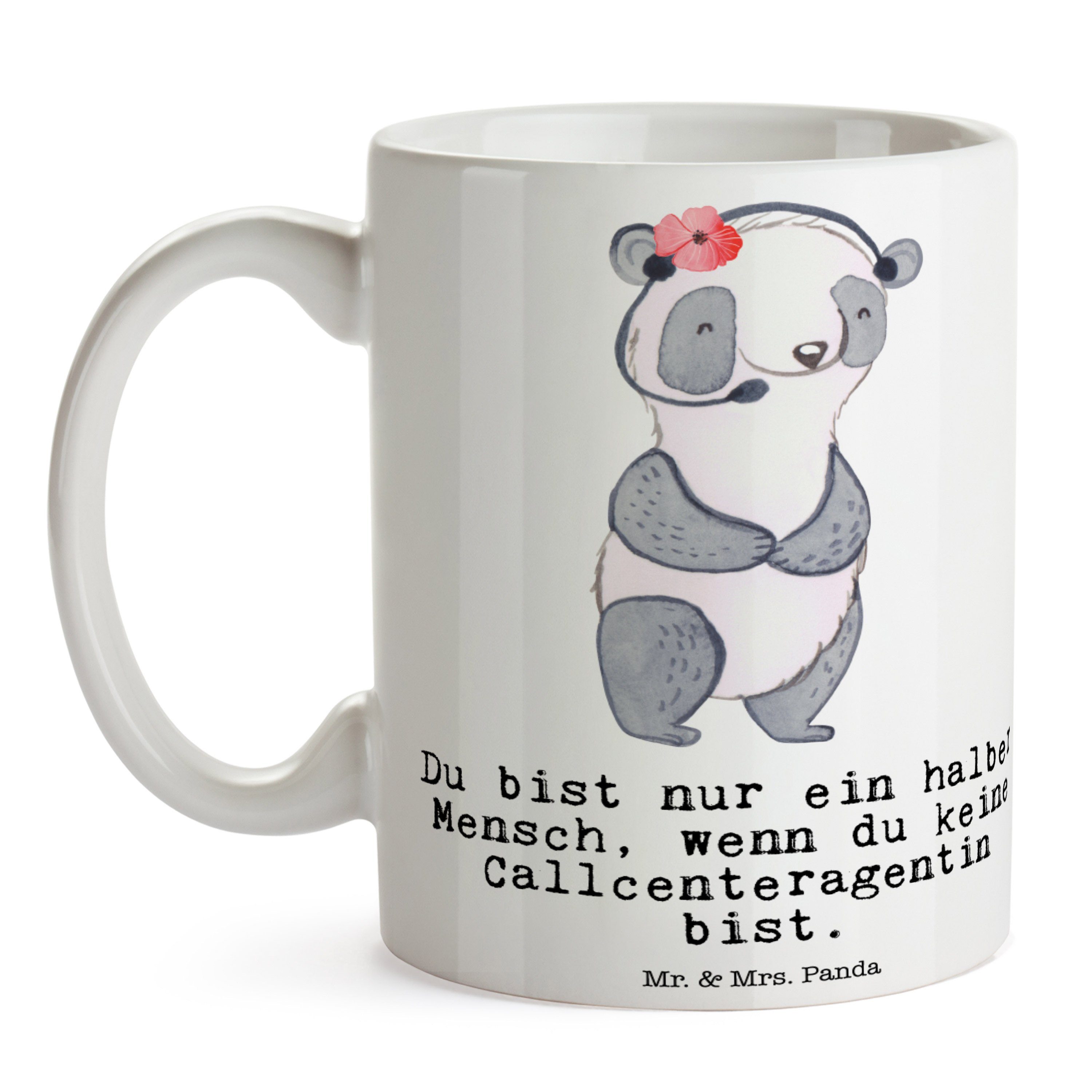 - Geschenk, Tasse Herz Mrs. Kundendienstmitarbeiter, mit Panda Weiß & Callcenteragentin Keramik Mr. -
